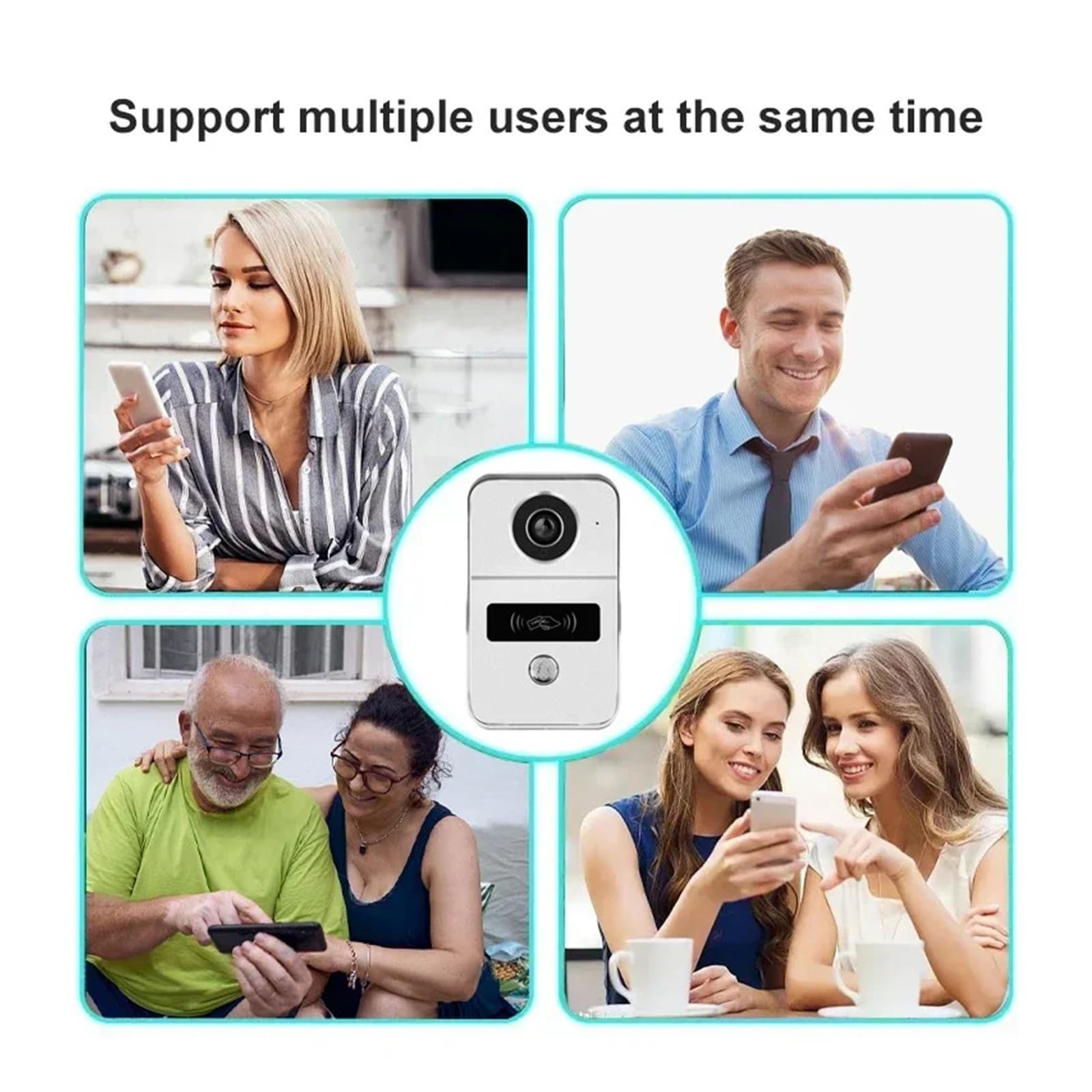 Videoportero inalámbrico de 1080P con Pantalla táctil, Timbre Cable PoE, Control Acceso RFID, visión Nocturna, Resistente al Agua