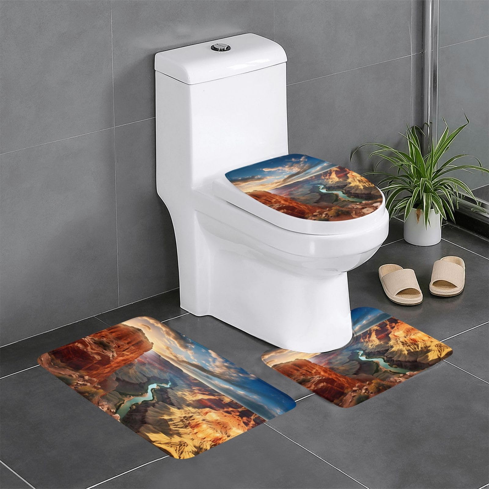 Tapis de salle de bain Arizona lot de 3 imprimé et antidérapant de 61x40,6 cm