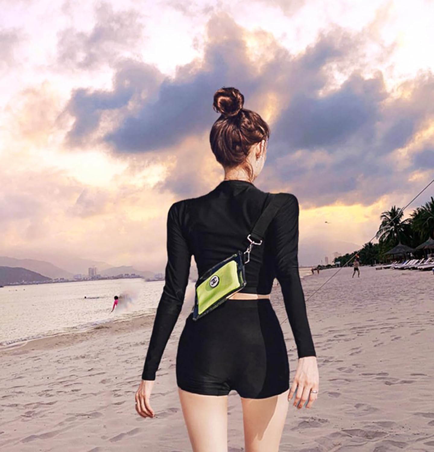 Teen Girls Swimsuit Long Sleeve Rash Guard Swimwear with UPF50+ Bathing Suits Set with Paddings（7-16Years）