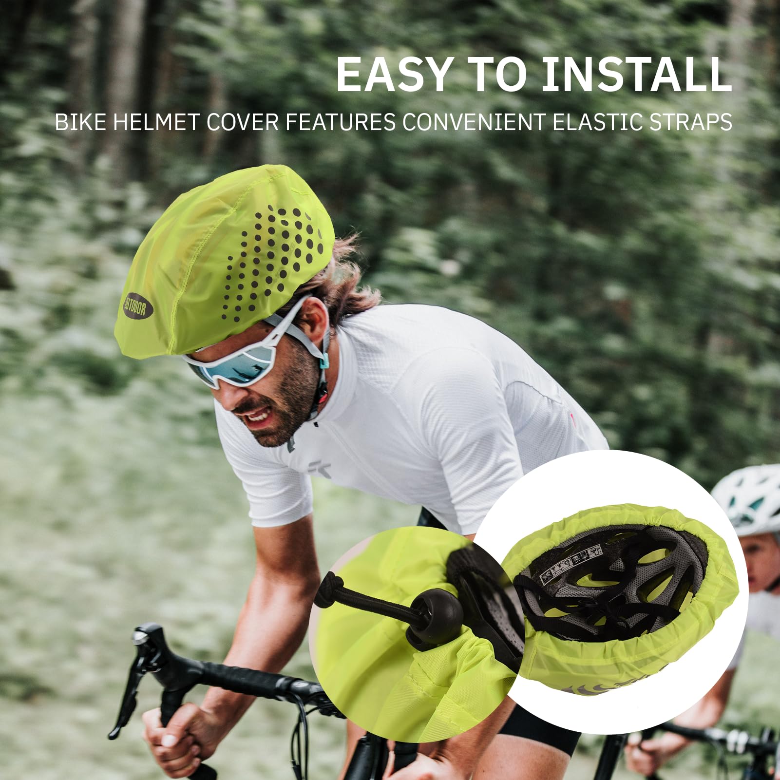 Copricasco Impermeabile Per Bici - Parapioggia Riflettente, Adatto Per Tutti I Caschi, Leggero E Pratico - Foto 3