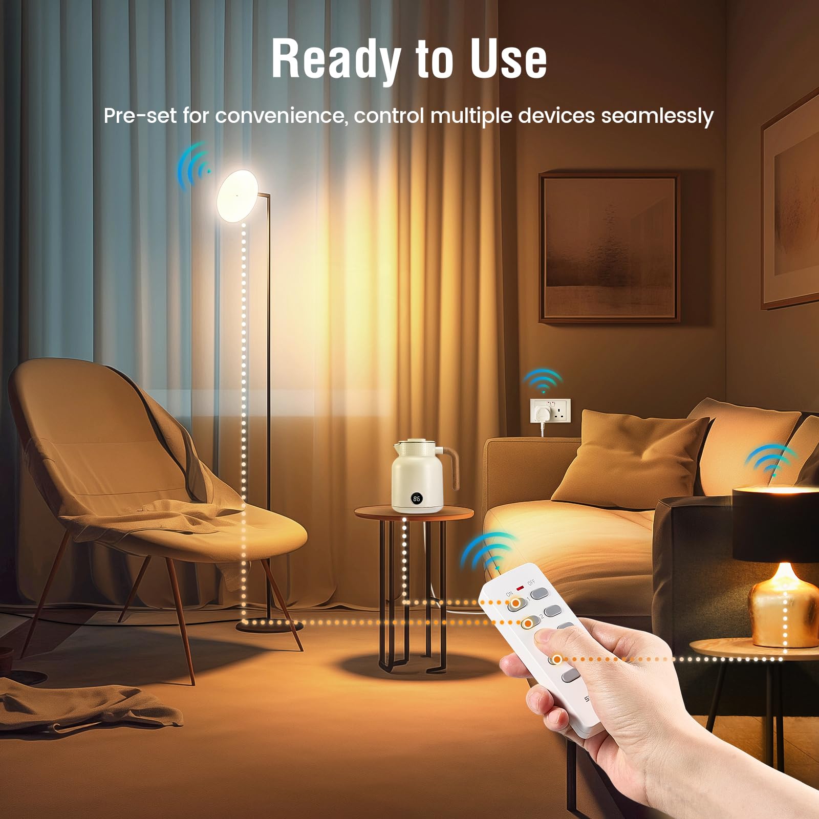 SURAIELEC Remote Control Plug Socket UK, 100Ft Wireless Light Switch, 13A/3120W Heavy Duty Remote Control Plug - Image 2