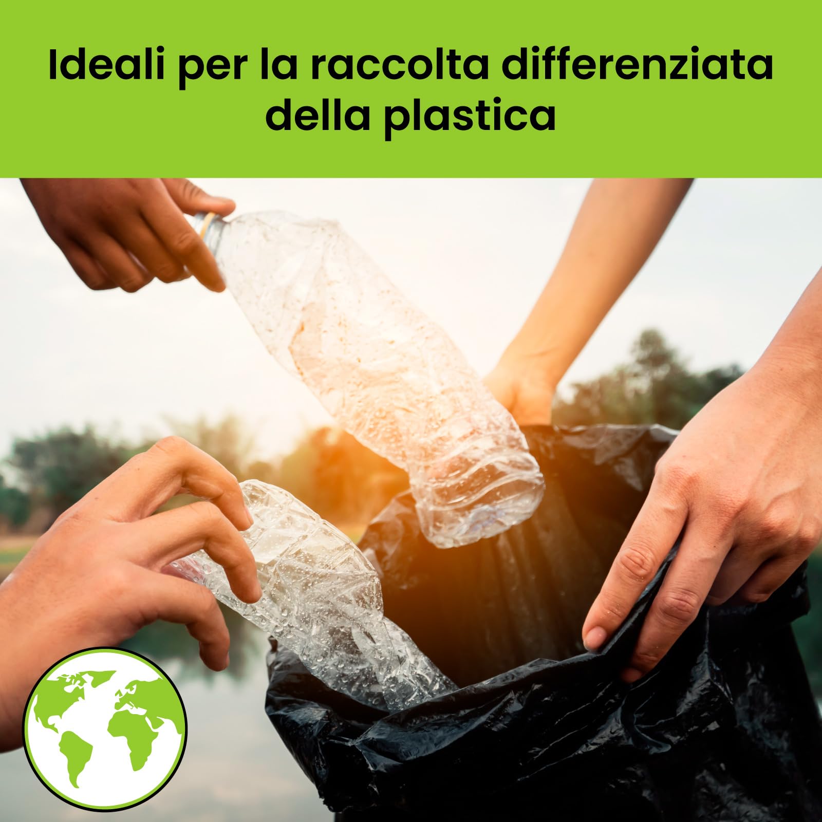 100 Sacchi Ambra Grandi Spazzatura in Plastica HDPE ToroDuro 90x120cm 120L Antiforo Ultra Resistenti per Raccolta Rifiuti Pattumiera Condominiale 10 Rotoli a Strappo - 100 Sacchetti