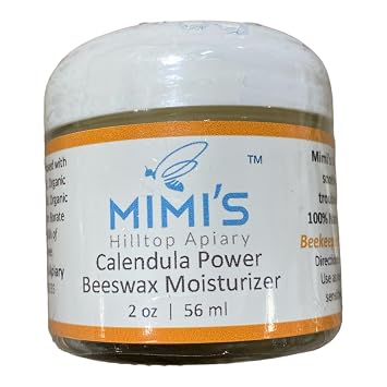 Mimi's Calendula Power Beeswax Moisturizer, 2 OZ Jar, 100% Natural, Targets Damaged Skin, Wrinkles, Redness, and Spots