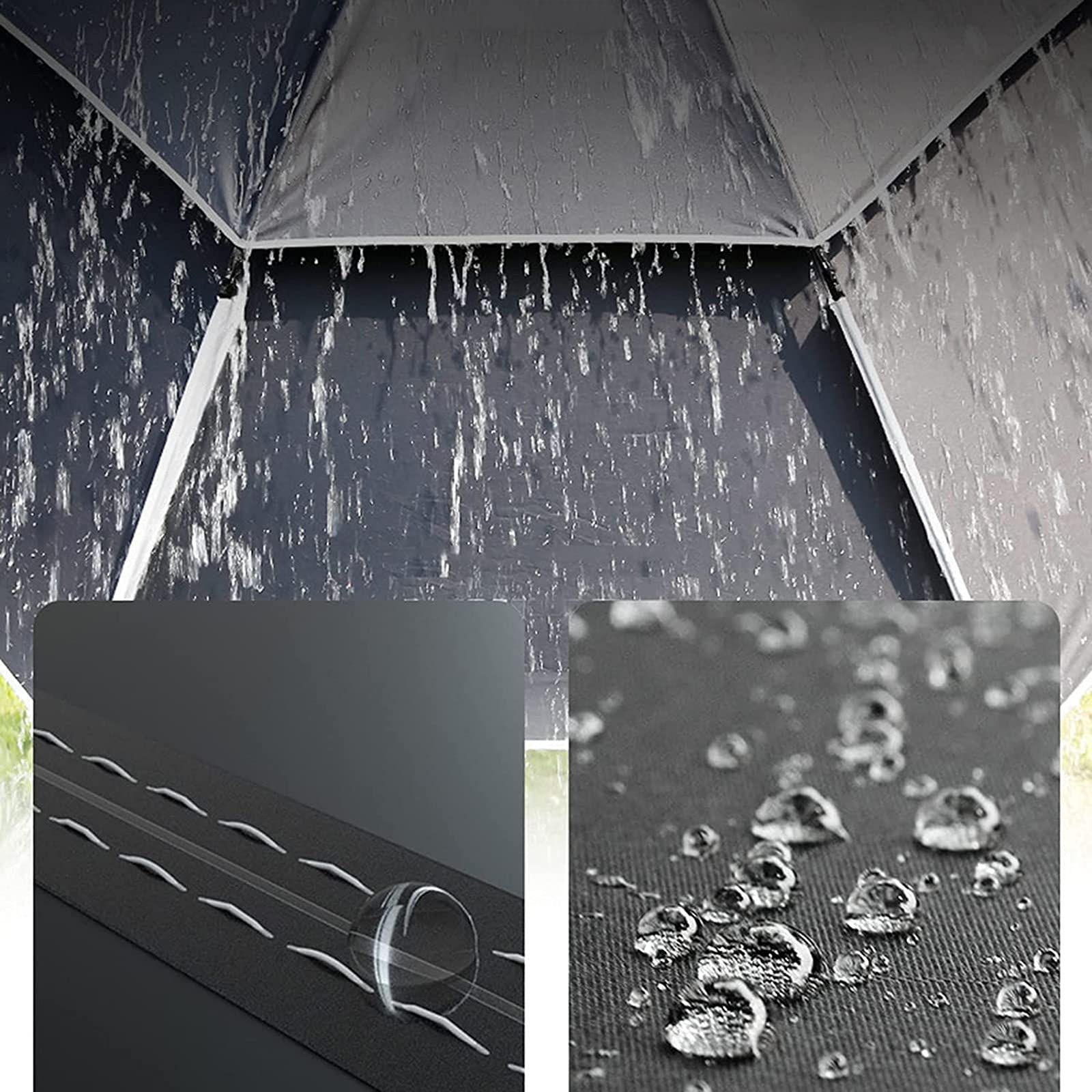 Grand parapluie de pêche avec protection UV, résistant à la pluie et au vent, fonction de levage et de dos pour un meilleur champ de vision et un levage pratique sans bloquer la vue.