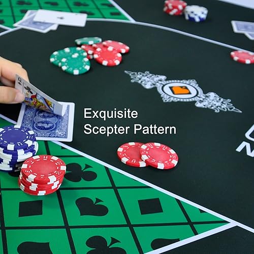Miniatura 4 de CONTINUE Tapete de mesa de póquer para 8 a 10 jugadores, Texas Hold'em, tapete de póquer profesional antideslizante de goma con bolsa de transporte