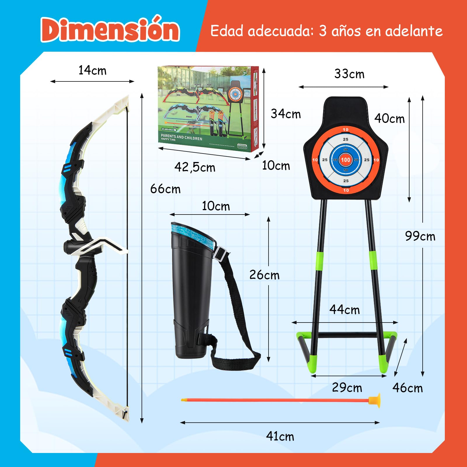 COSTWAY Juego de 2 Arcos y Flechas de Juguetes para Niños, Set de Juguetes de Tiro con Arco con 20 Flechas de Ventosa, Objetivo de Pie o Colgante, Portaflechas para Juegos para Niños de 3+ Años
