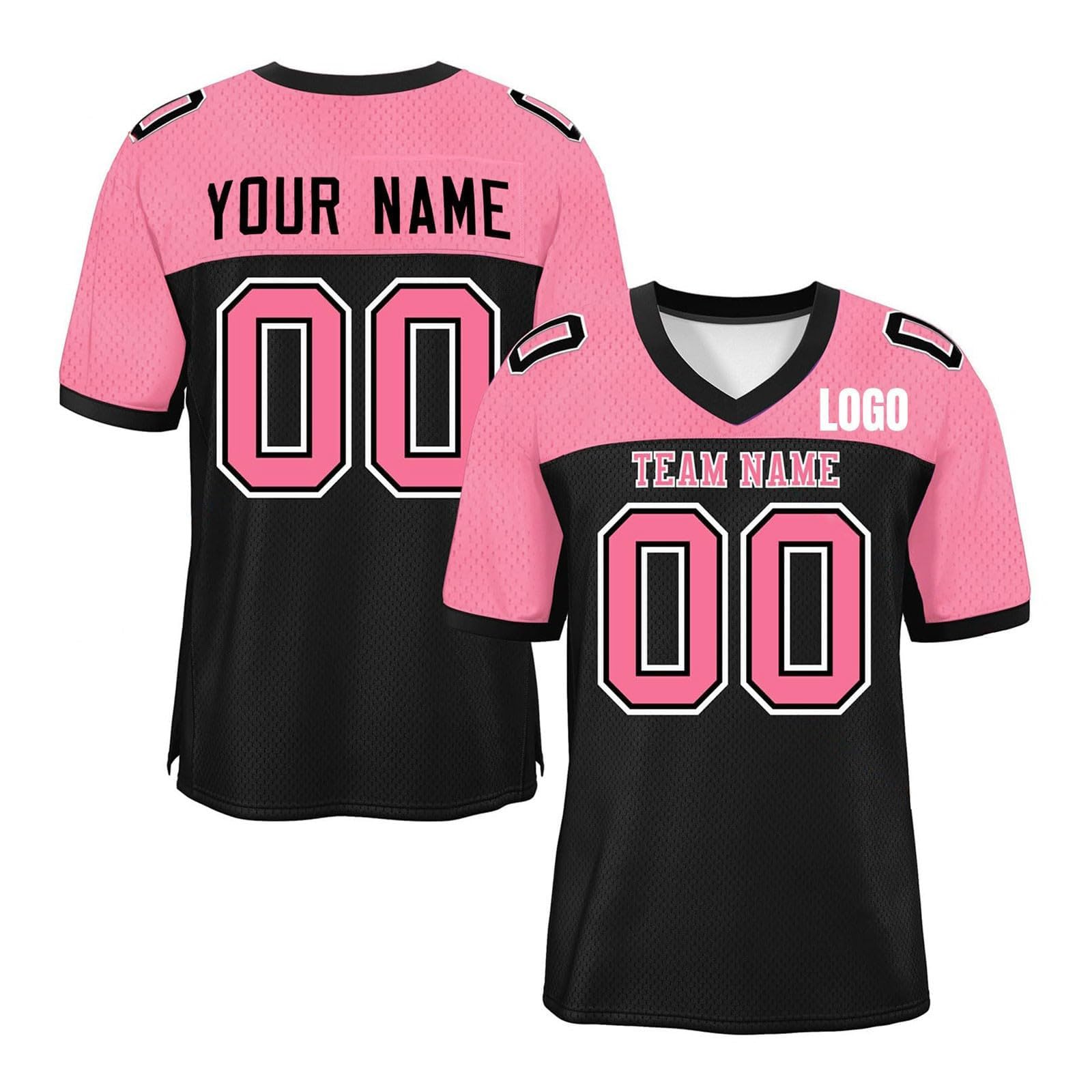 Custom Football Shirts for Adult, Personalised Football Kits with Names, Numbers and Logos, Short Sleeve V-Neck Quick-Drying Breathable Personalised Shirts, Custom Football Supporter T Shirt — image 1