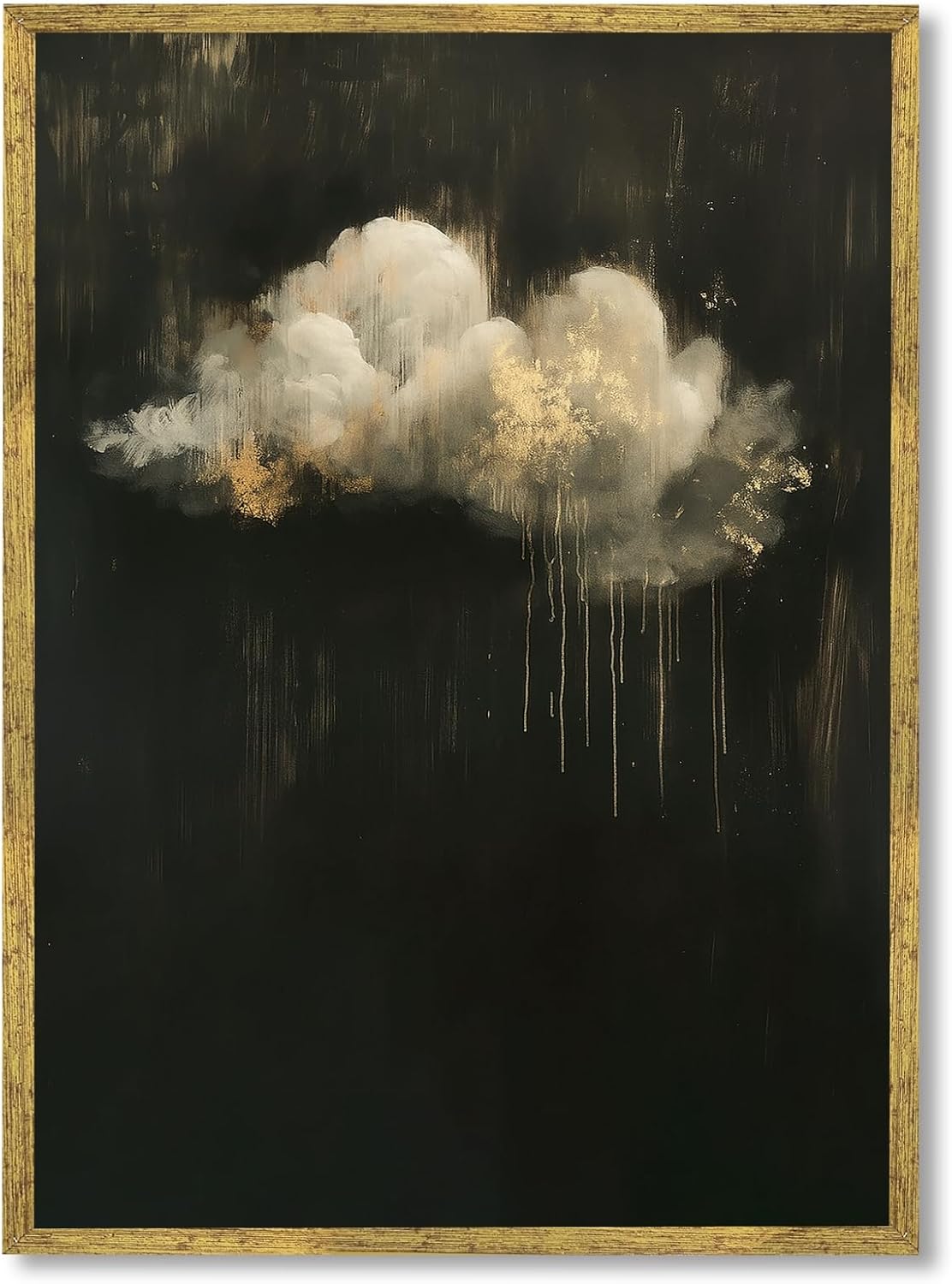 Gold Framed Abstract Cloud Wall Art Modern Darkness Moody Landscape Poster Minimalist Dark Academia Canvas Painting Vintage Romantic Contemporary Gothic Prints for Bedroom Home Decor 12x16inch