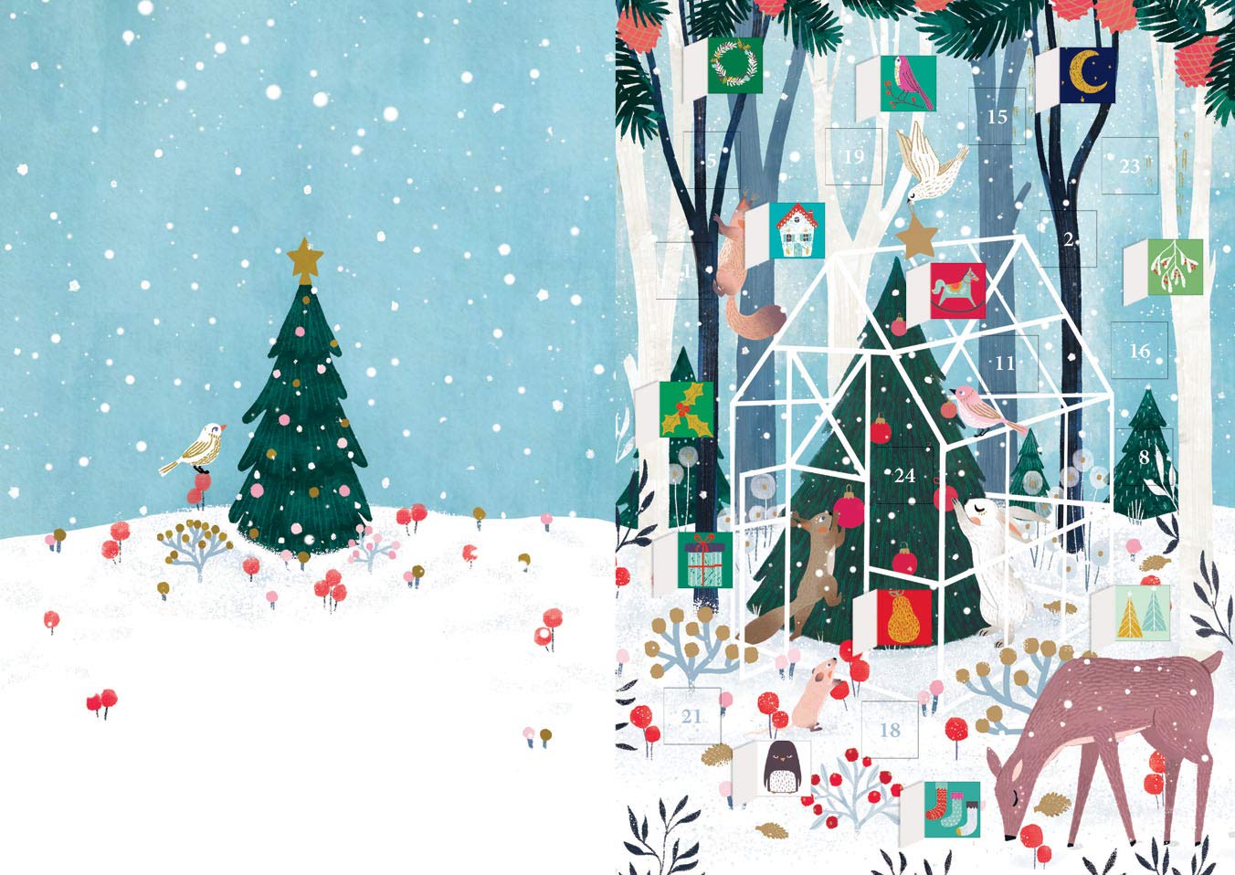 Roger la Borde Winter Garden Advent Calendar Card 170 x 120 mm Gold foil.