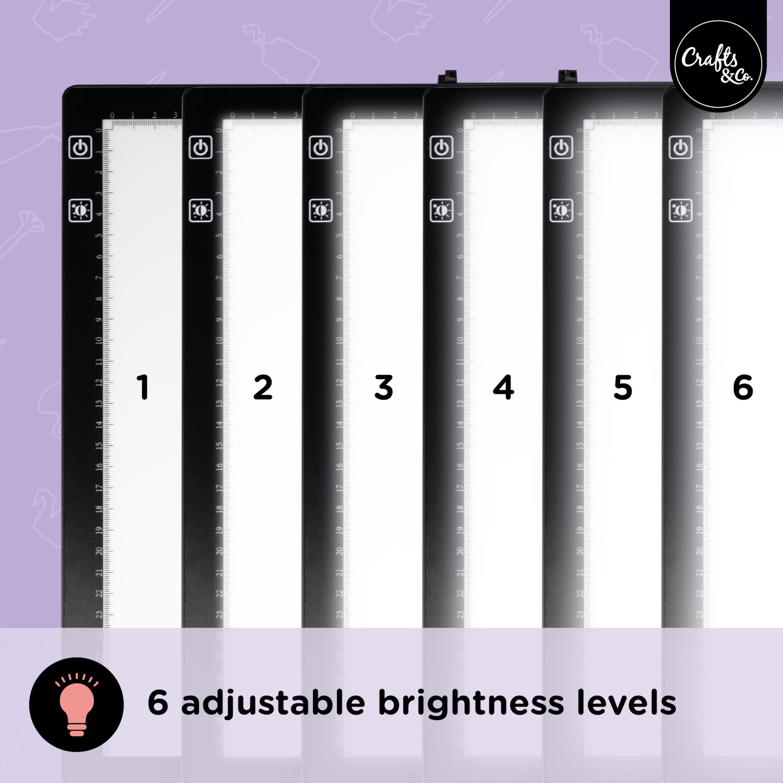 Crafts&Co® Lightpad A3 wiederaufladbar für Diamantmalerei, Zeichnung, Tätowierung | Dimmbares Lichtpad für Kinder und Erwachsene | Lichtpad LED mit USB | 470x345mm