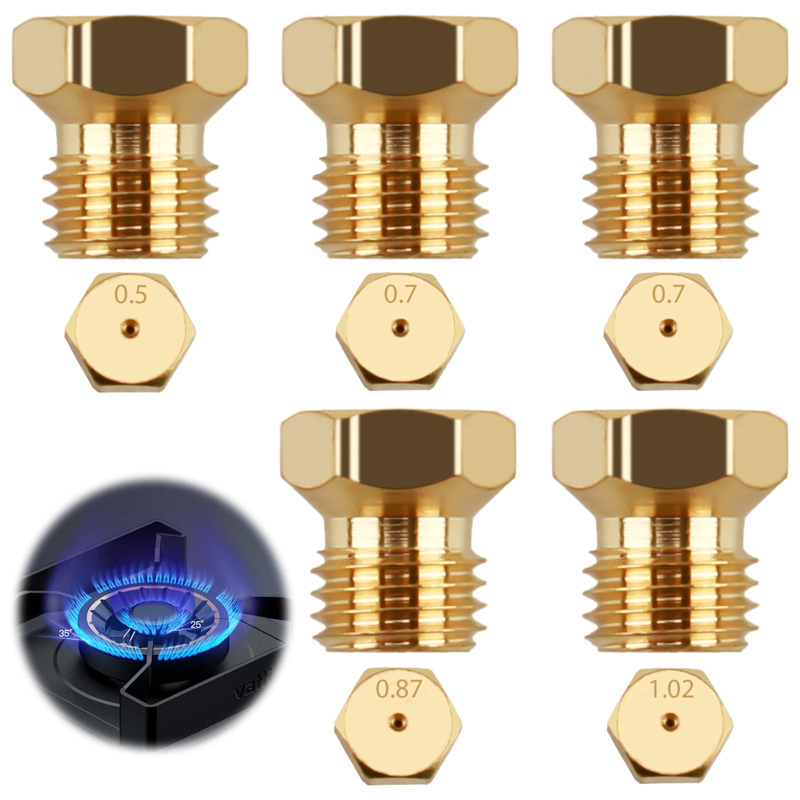 20Pcs LP K Di Conversione Del Gas M5x0.5mm/0.68mm Ugello A Getto In Ottone Per Tubo Del Gas Naturale Propano Gpl, Scaldabagno, Parti Del Bruciatore Fai Da Te - Foto 6
