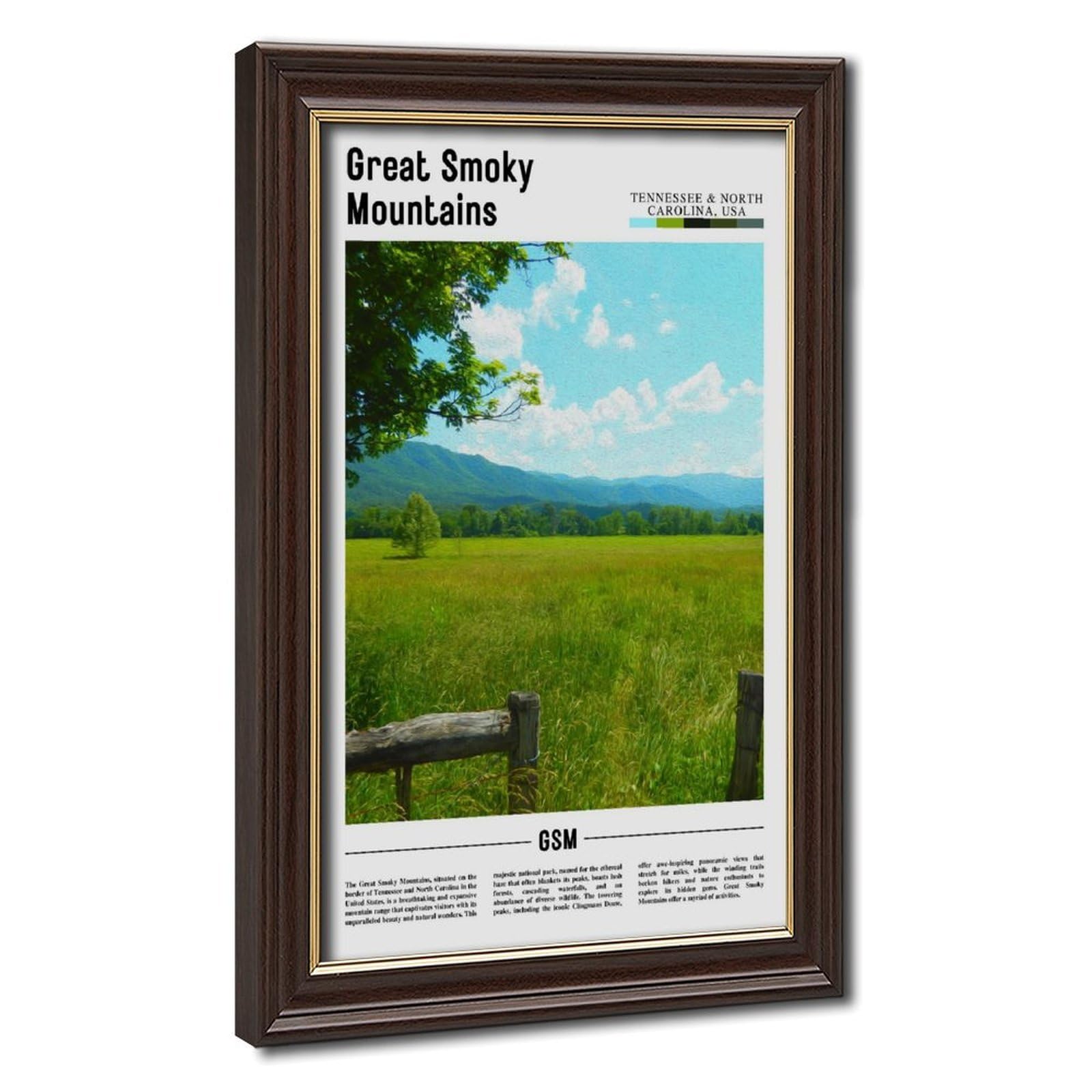 Wcyb Mokume Gane Frame Great Smoky Mountains Tennessee & Northcarolina The United States Of America Scenery Travel Posters Prints Canvas Deco Paintings Wall Art Hangable Fra