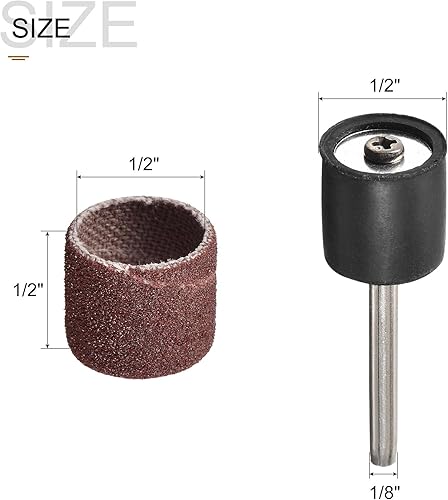 Miniatura 4 de uxcell Juego de 100 piezas de papel de lija de 12 pulgada, grano 120 con 2 mandriles de tambor de 18 pulgadas para herramientas rotativas