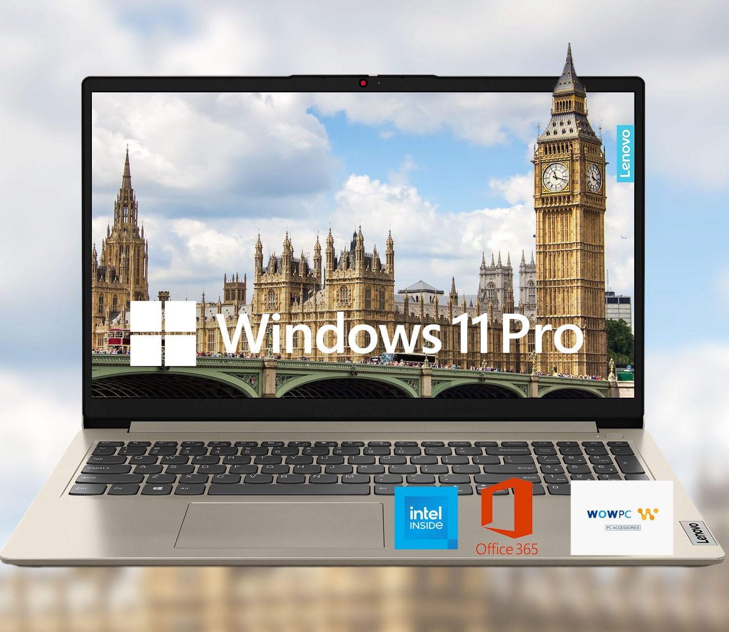 Lenovo 15.6" HD IdeaPad Anti-Glare Coating + 1 Year Microsoft 365, 12GB RAM, 640GB SSD, Windows 11 Pro, WiFi 6, HDMI, USB-C, Intel Processor, SD Card Reader, Up to 9.5 Hours Battery Life, w/WOWPC USB