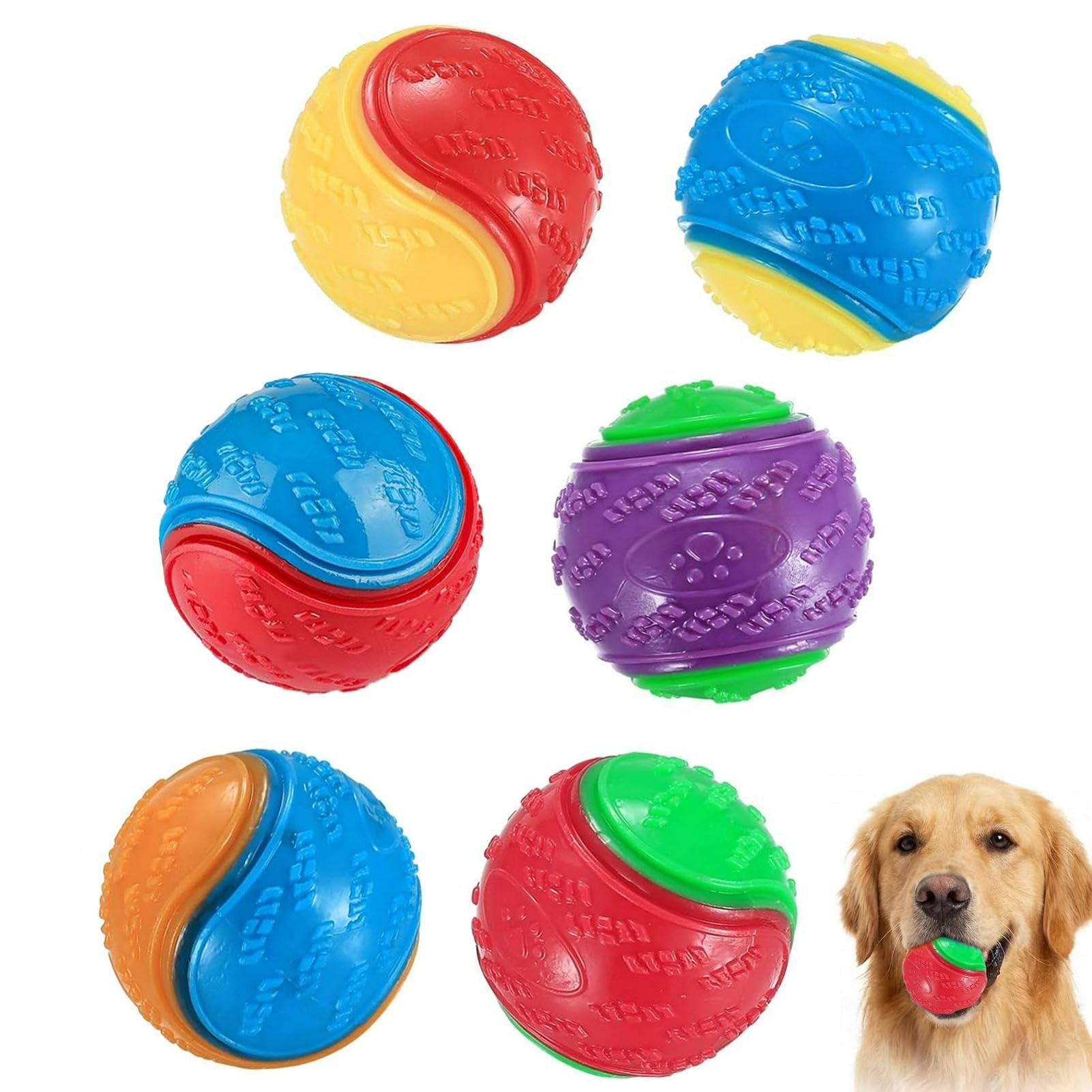 6Pcs Interactive Dog Balls for Aggressive Chewers for Medium Large Dogs