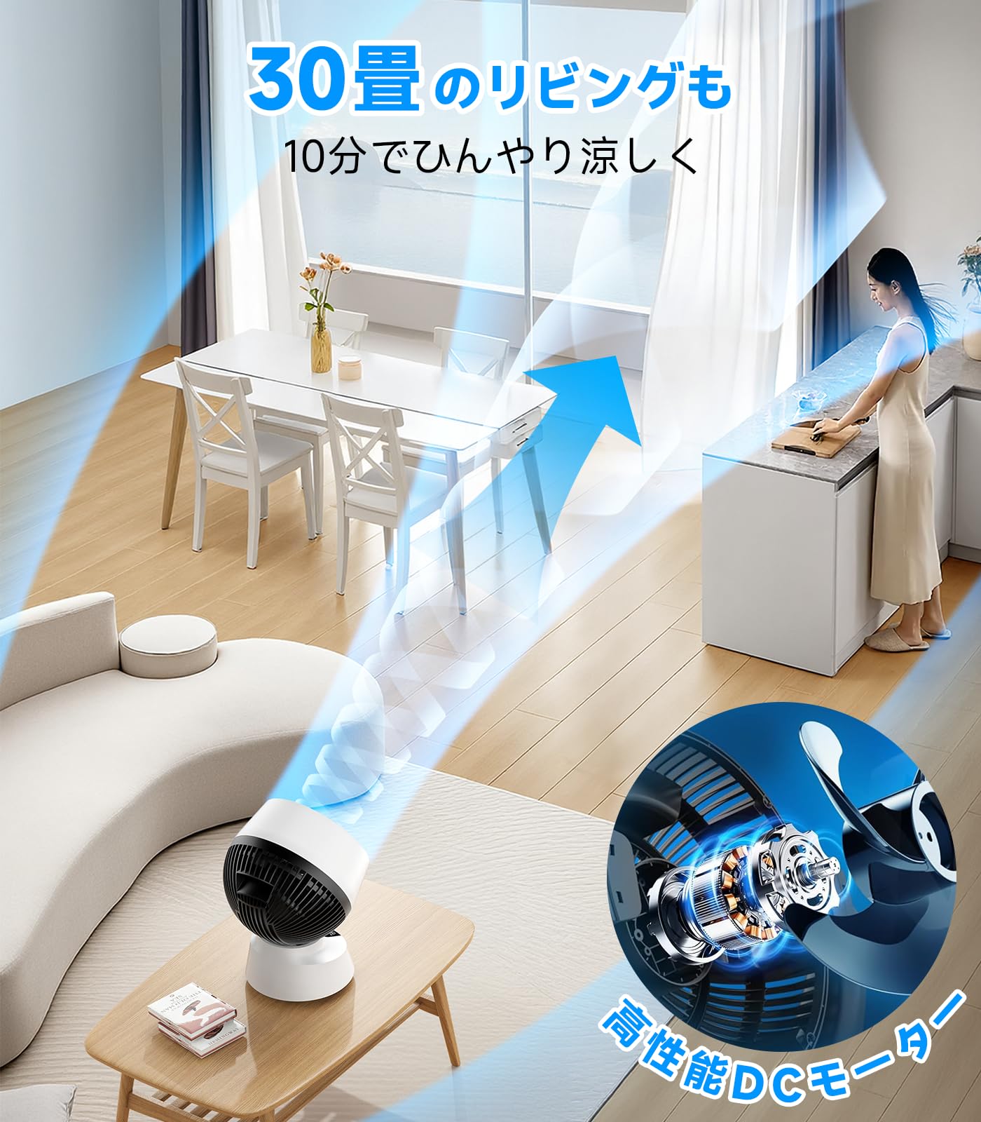 Amazon | サーキュレーター 360度首振り 静音 DCモーター 節電対策 30