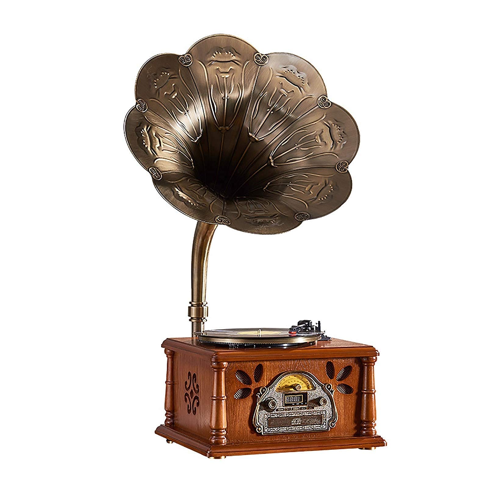 Phonograph Retro grammofono Altoparlante Antico Vinile Record Giocatore Bluetooth Bluetooth USB Radio Vintage Ornamenti Vintage grammofono Vintage kxtmm