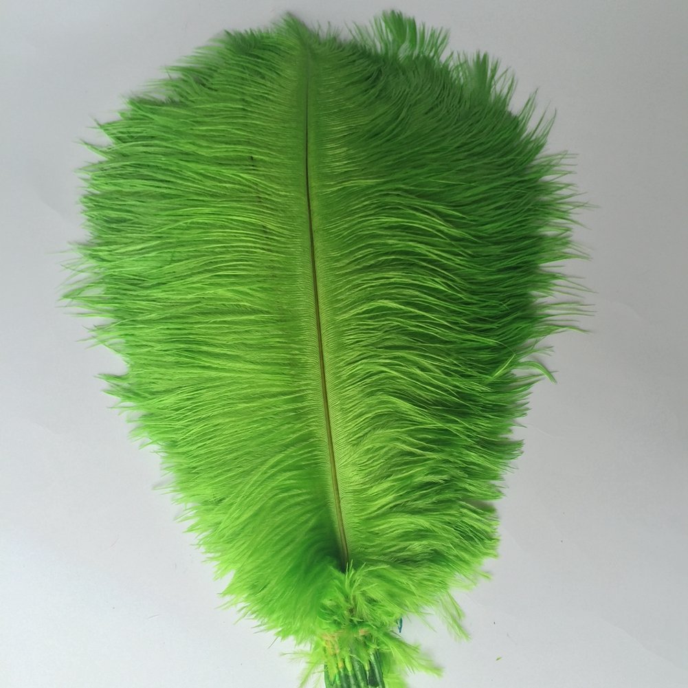 Shekyeon 12-14inch(30-35cm) Ostrich Feathers Plumes for Wedding Centerpieces Pack of 10(Lime Green) — image 1