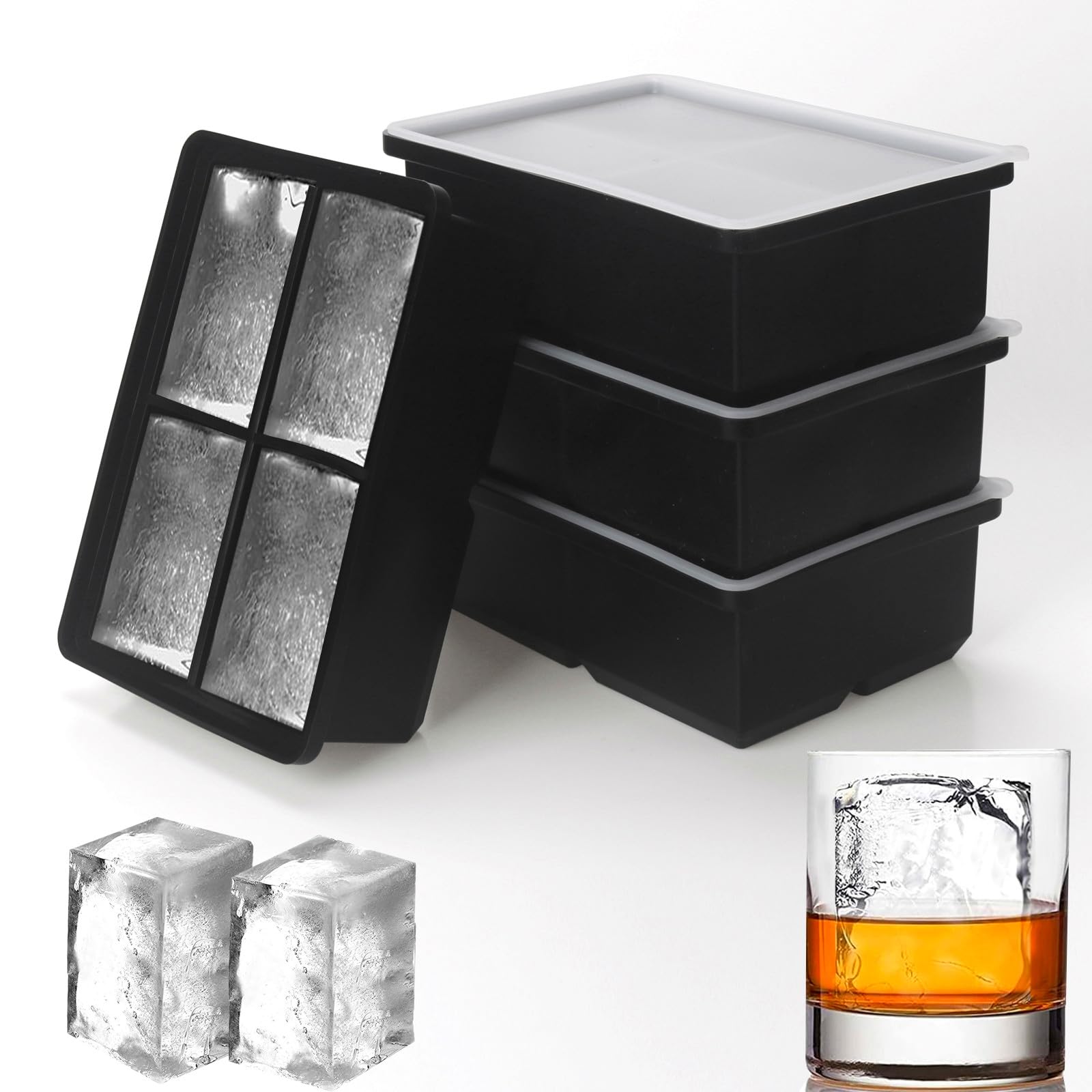 BECOKIT Large Ice Cube Trays for Whiskey