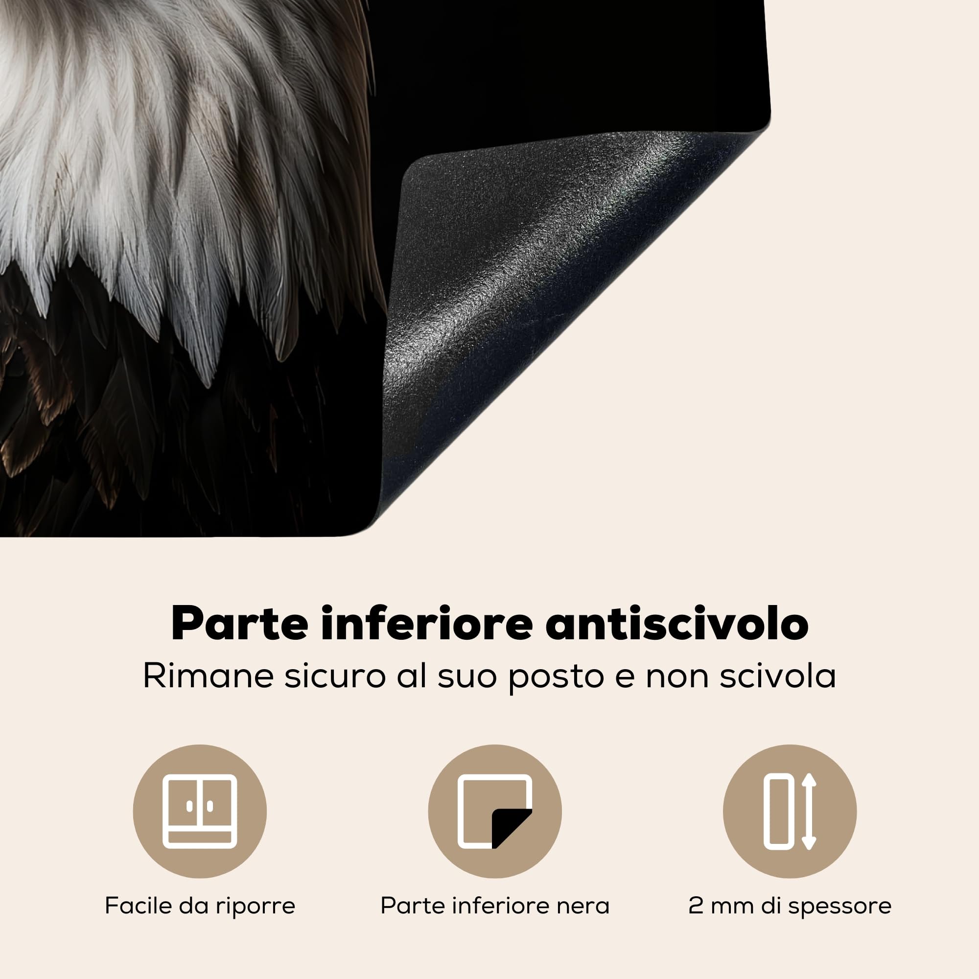 KitchenYeah© Protezione Piano Cottura Tappetino per Induzione 59x52 cm Cucina Proteggi Coprifornello Antiscivolo Aquila - America - Cappello da Cuocu - Uccello - Difficile