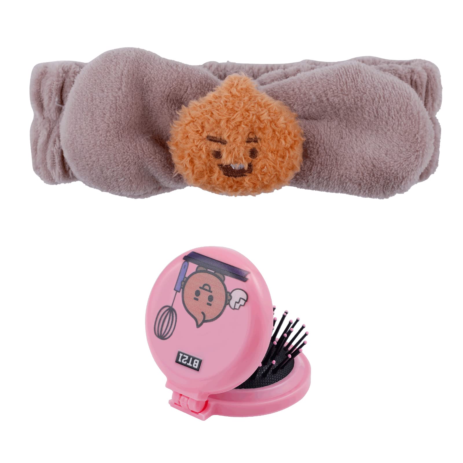 G-Ahora Kpop Army Headbands Bangtan Boys SUGA SHOOKY Spa Makeup Headband with Mirror Hair Brush BT/21 Adjustable Elastic Hair Band for Girls Women Army Fans (MHB-SHOOKY)