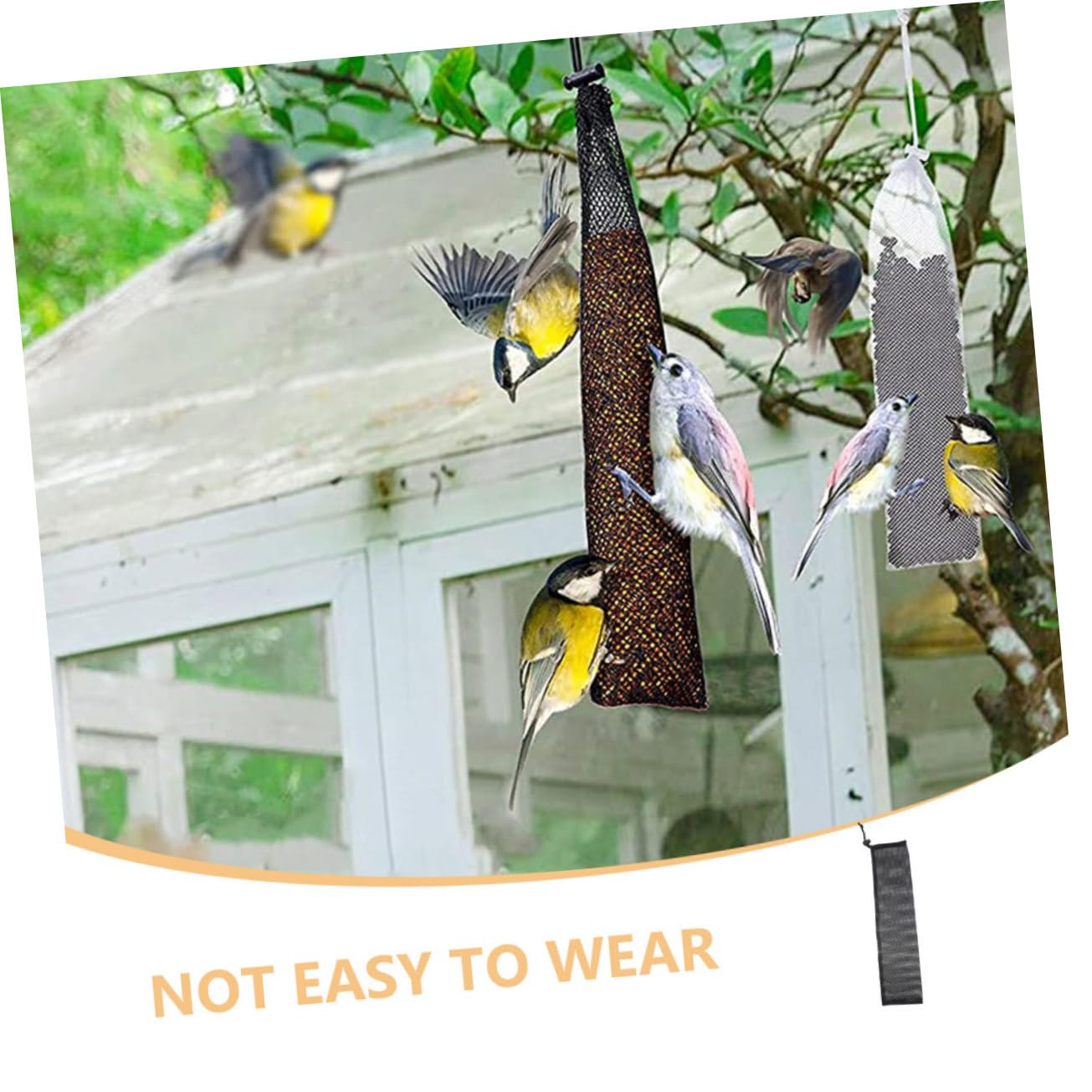 Sosoport 40pièces Alimentateurs Maille pour Oiseaux De Nourriture à Tirage Accessoire Pratique pour Oiseaux Jardin Noir
