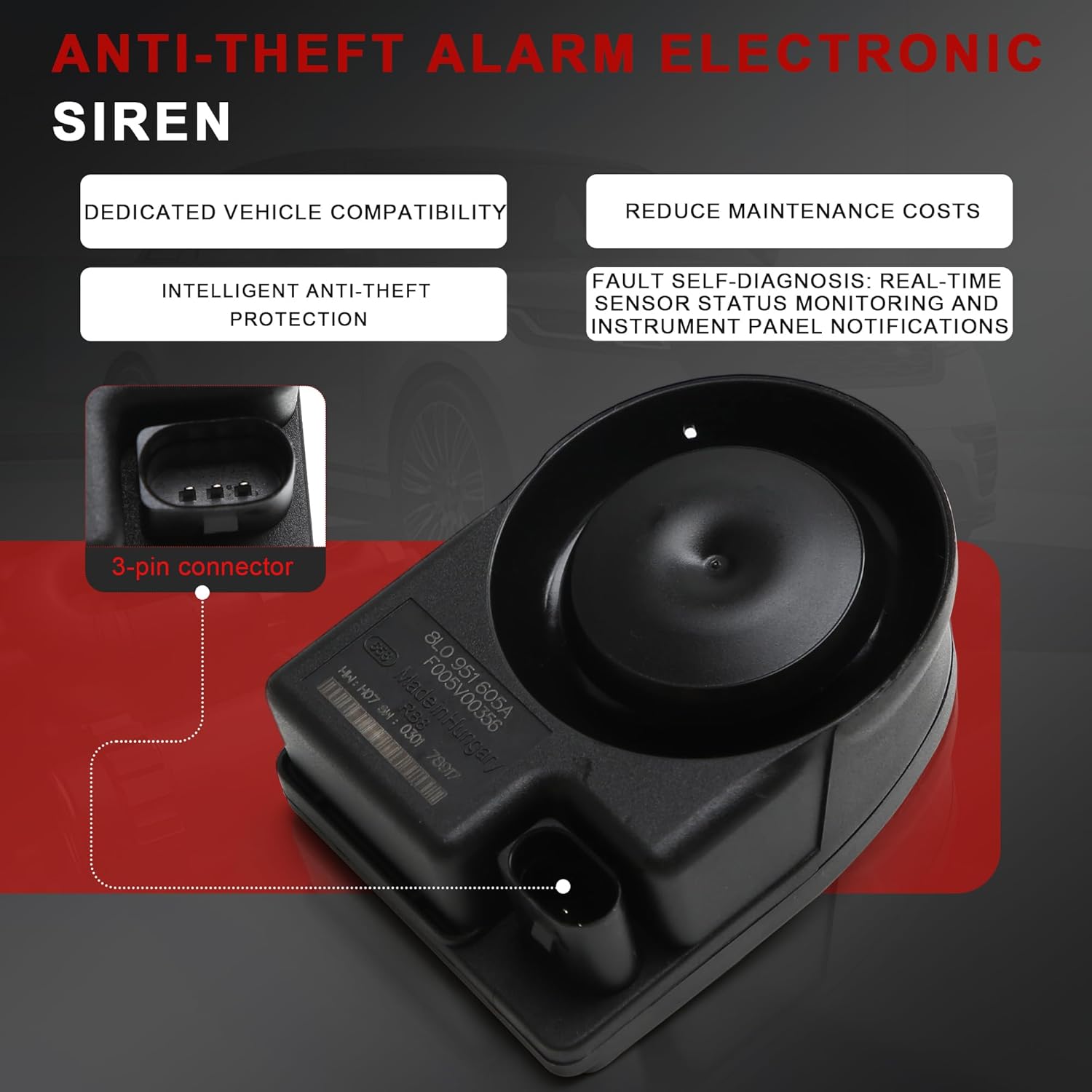 8L0951605 8L0951605A Car Alarm Siren Replacement for Audi A4 S4 Avant A8 S8 Quattro RS4 Seat Exeo