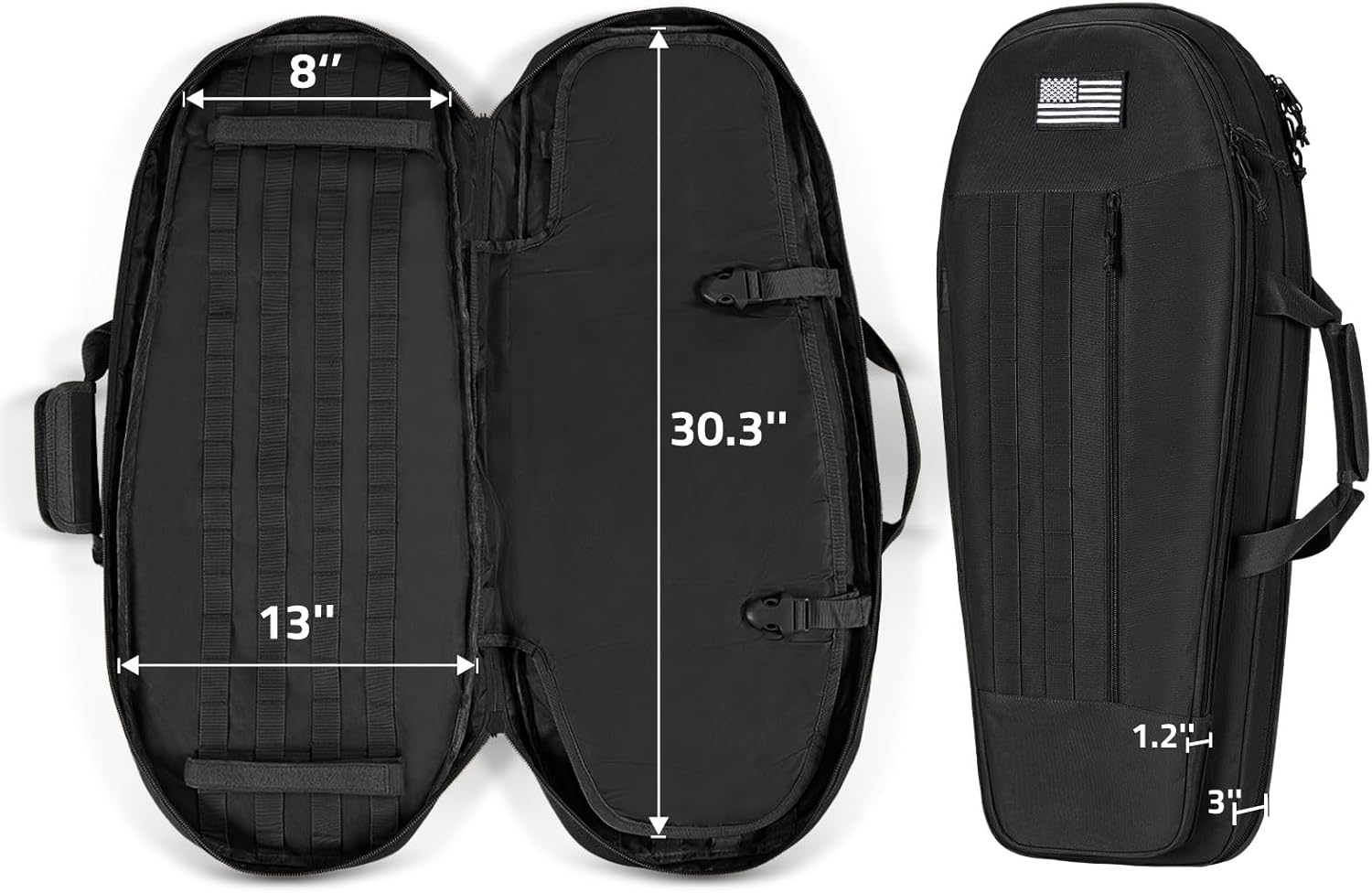 CVLIFE 30'' Soft Rifle Case, Rifle Bag Sling Backpack Bag with Padded Shoulder Strap and Lockable Zippers, Molle System for Hunting and Shooting