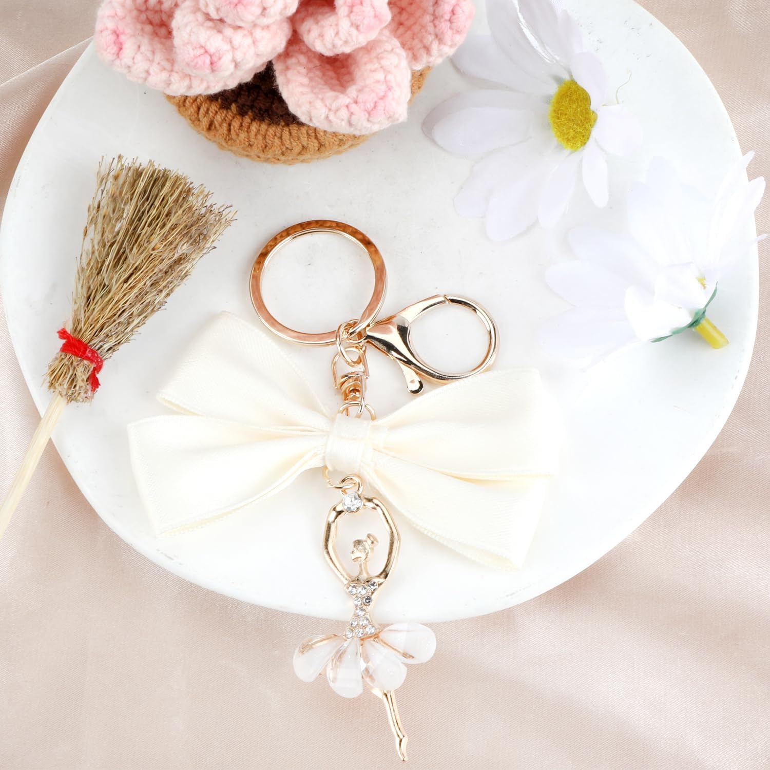 Dance Keychains Ballet Dancer Keychain with Bow Elegant Ballerina Keycharm for Women Dance Inspired Accessory Gift - Image 3