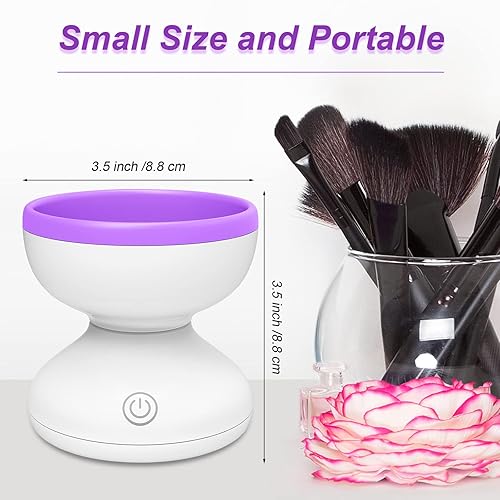 Miniatura 5 de Máquina limpiadora de brochas de maquillaje eléctrica morado, máquina limpiadora de brochas de silicona Windspeed para brochas de maquillaje de