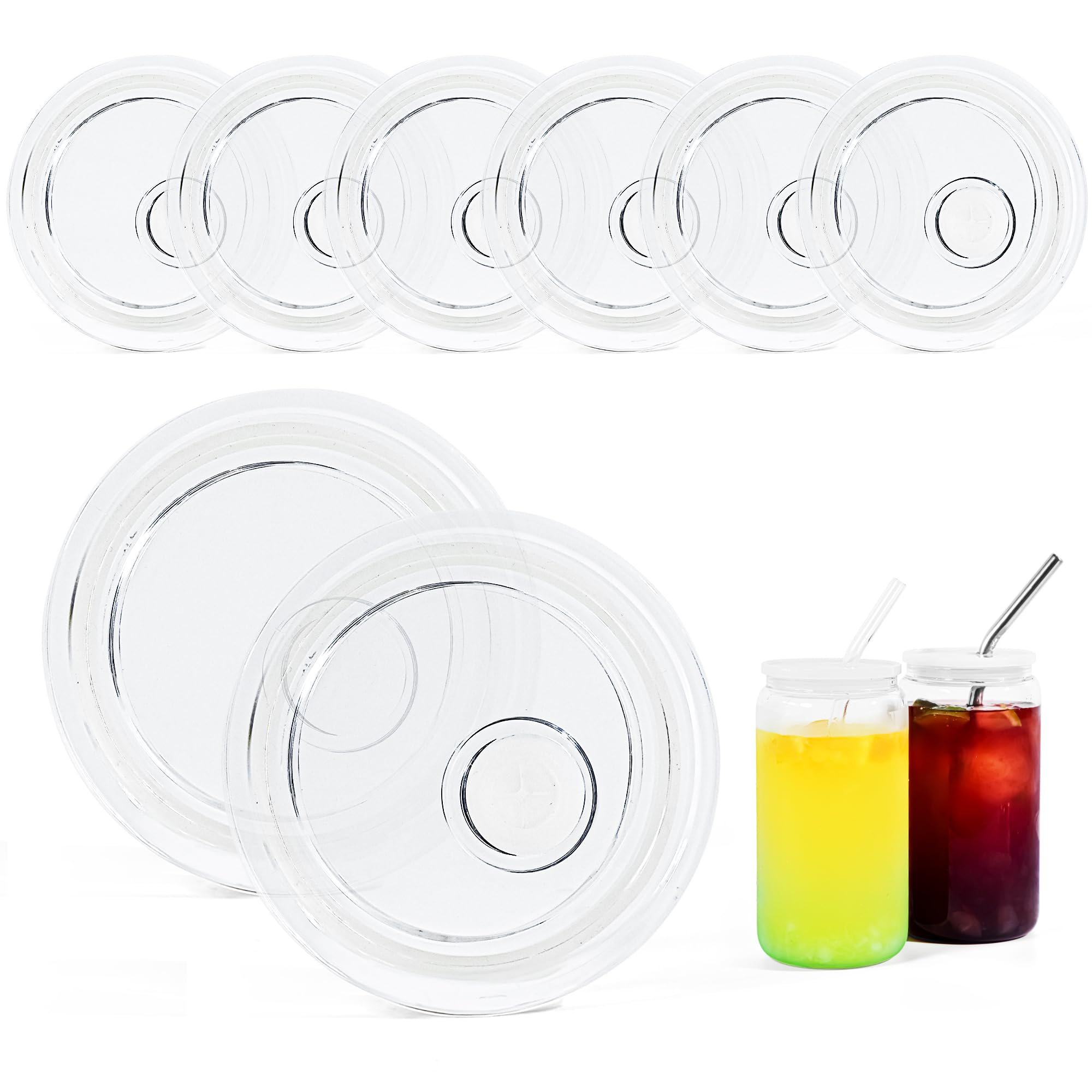Couvercle en acrylique pour verre 473 ml Lot de 8 transparents anti-déversement