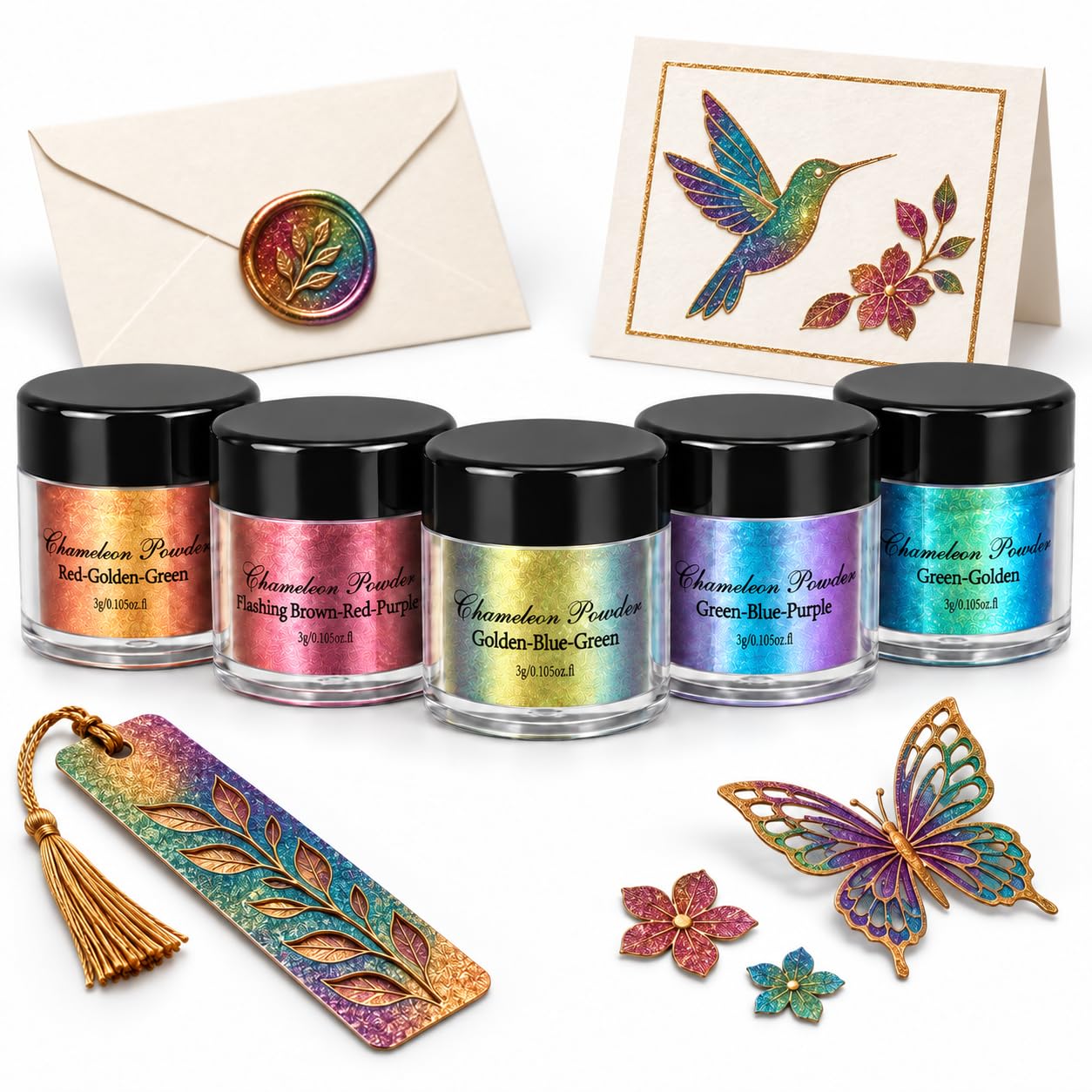 Chameleon Mica Powder 5x3g Colour Shift Powder for Epoxy Resin Crafts