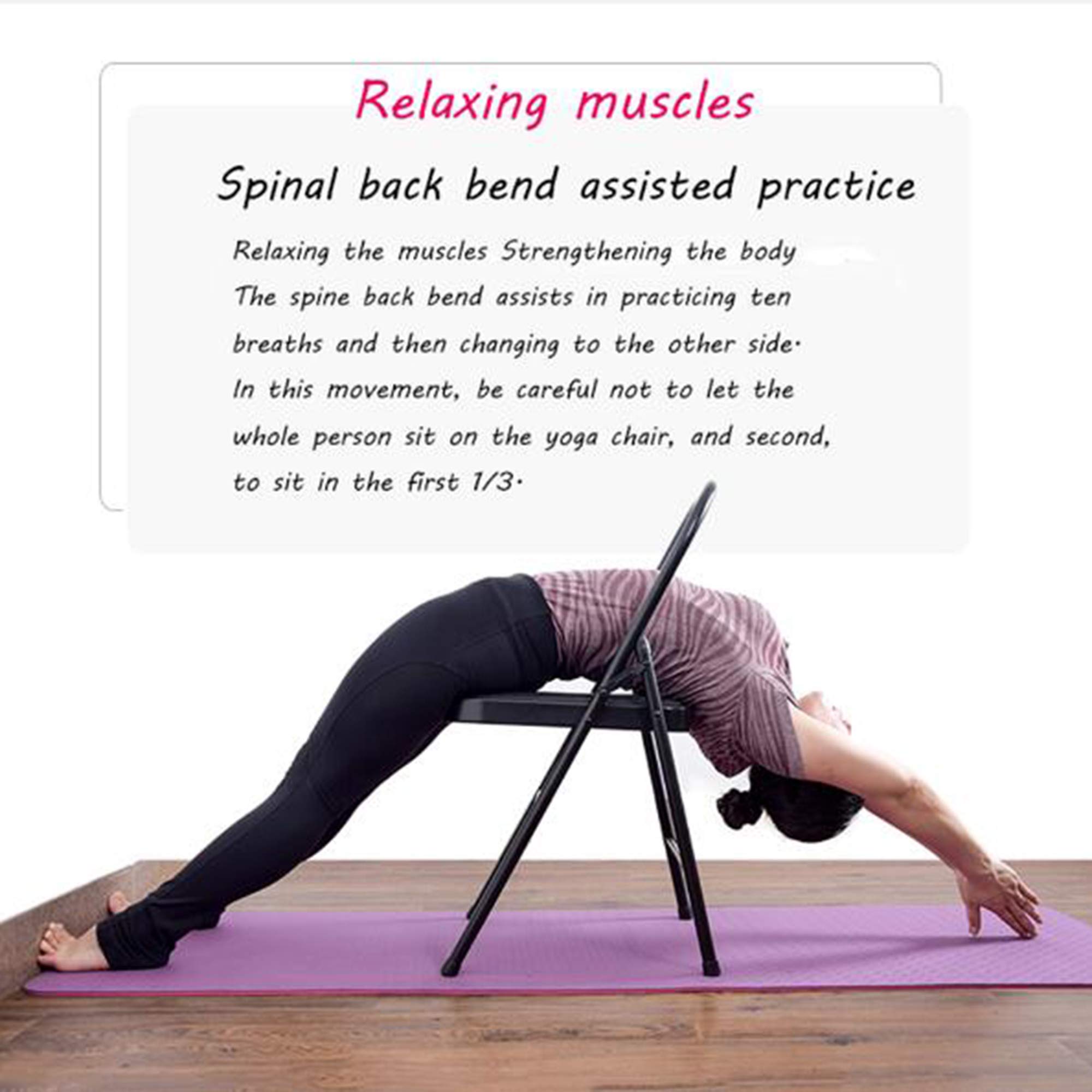 Sedia da Yoga, Sedia Ausiliaria Pieghevole per Uso Domestico, Sedia da Yoga Iyengar Ispessita con Capestro, Sedia Pieghevole, Sedia per Yoga, Sgabello,