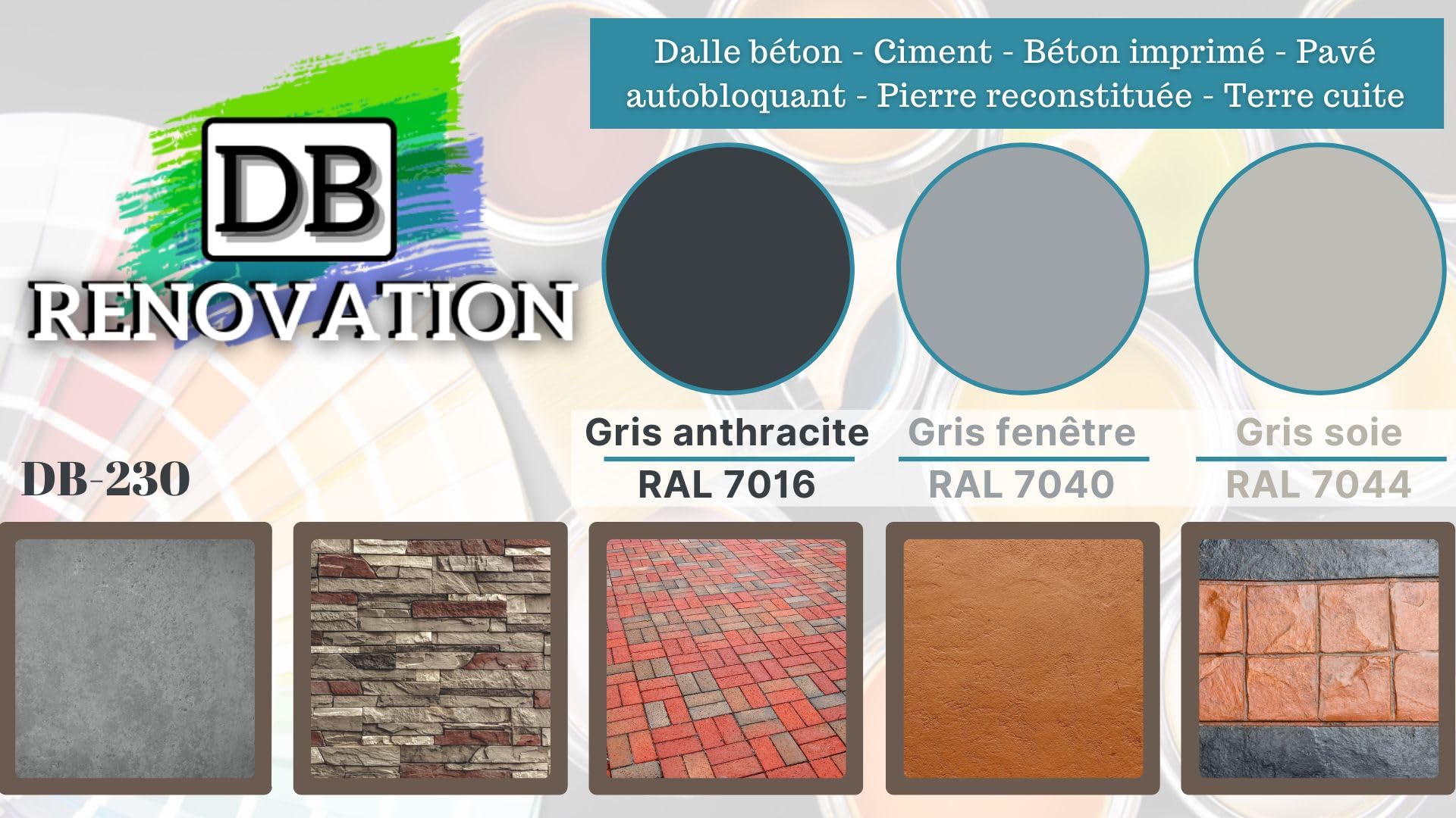 PEINTURE SOL TERRASSE Extérieur pour béton, pavé Gris anthracite 5,5KG + 1L Diluant