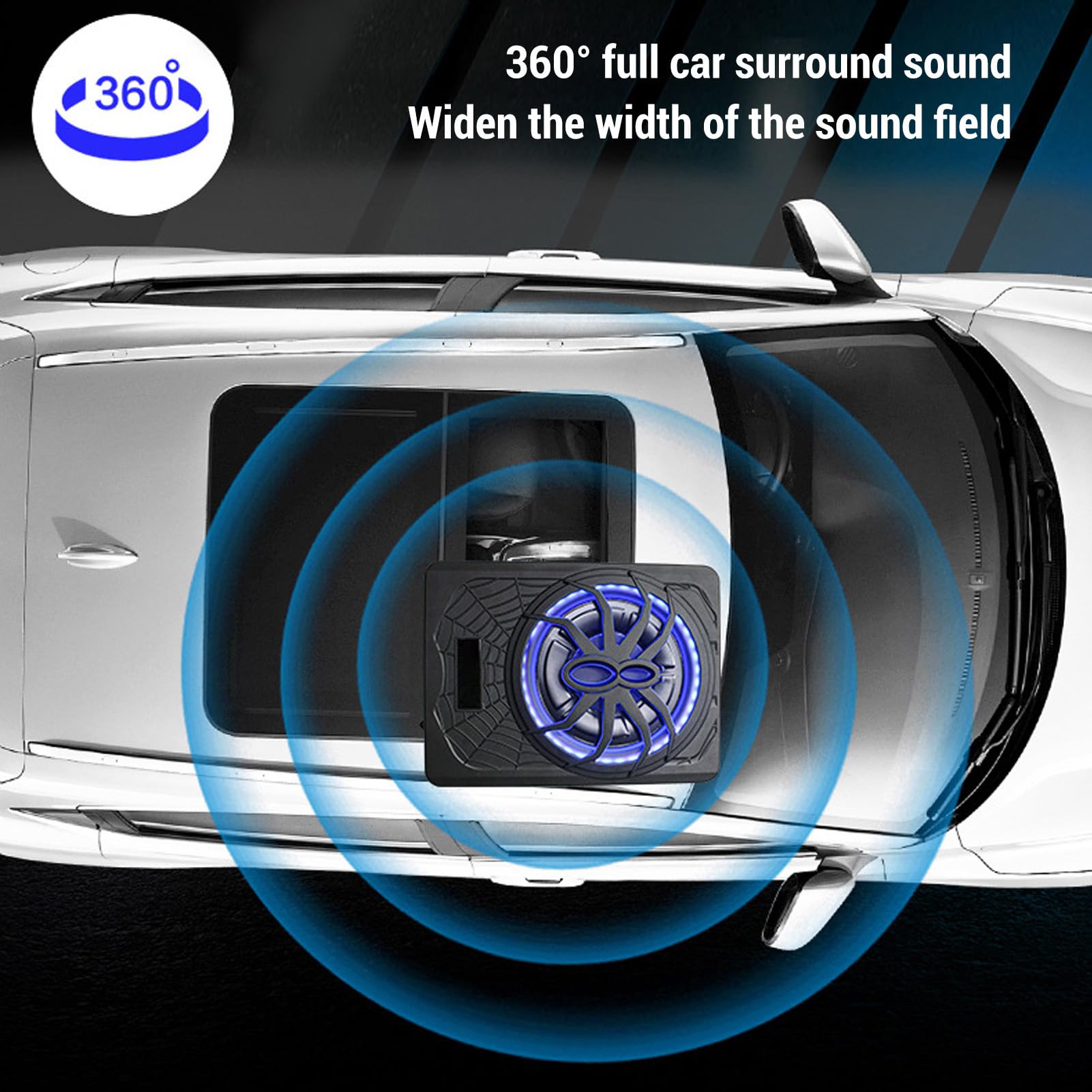 10-calowy, Smukły Subwoofer Samochodowy Pod Siedzeniem o Mocy 800 W, Doskonałe Odprowadzanie Ciepła i Oświetlenie Otoczenia do Samochodowego Sprzętu Audio (BLUE)
