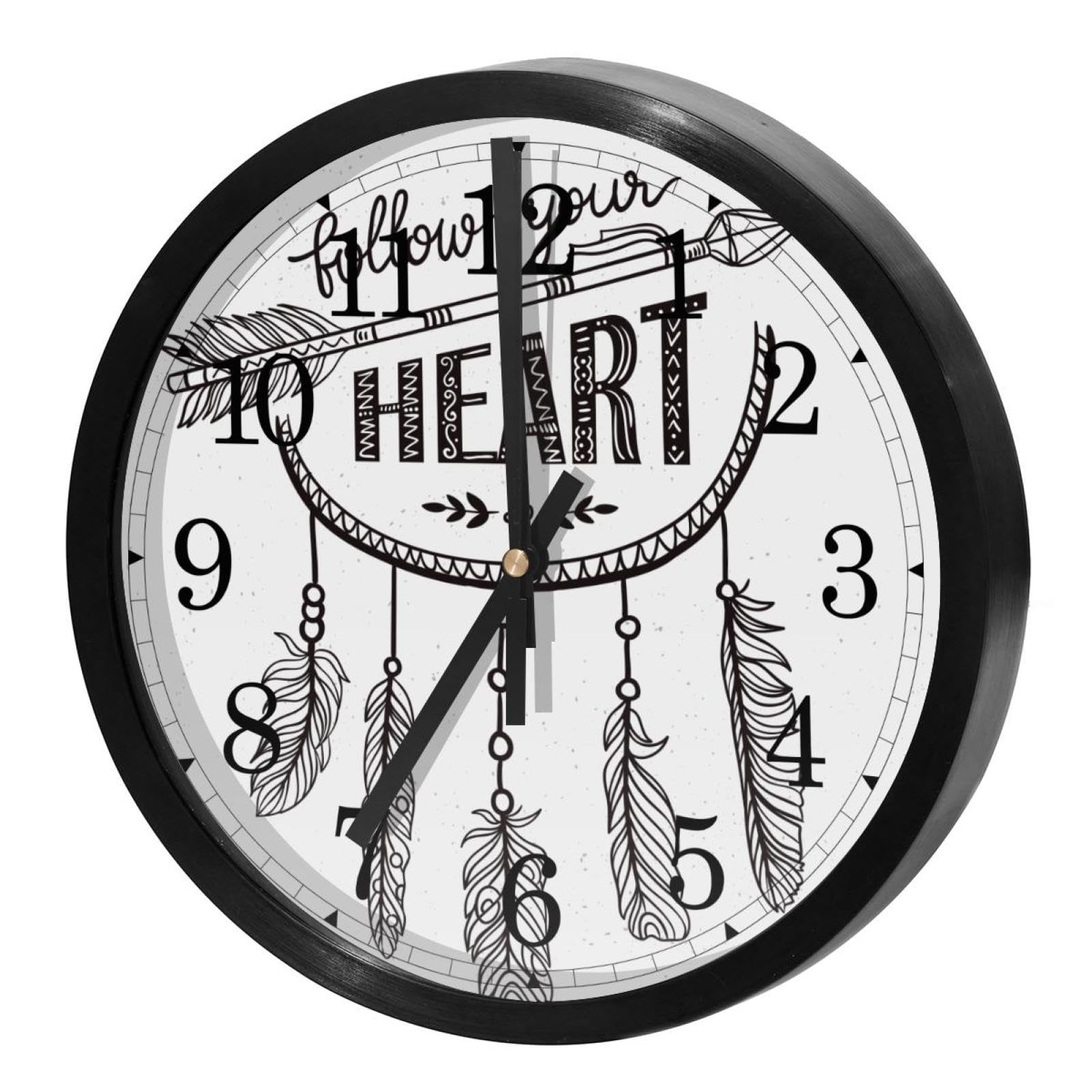 Horloge murale silencieuse à quartz avec motif attrape-rêves pour salon et cuisine