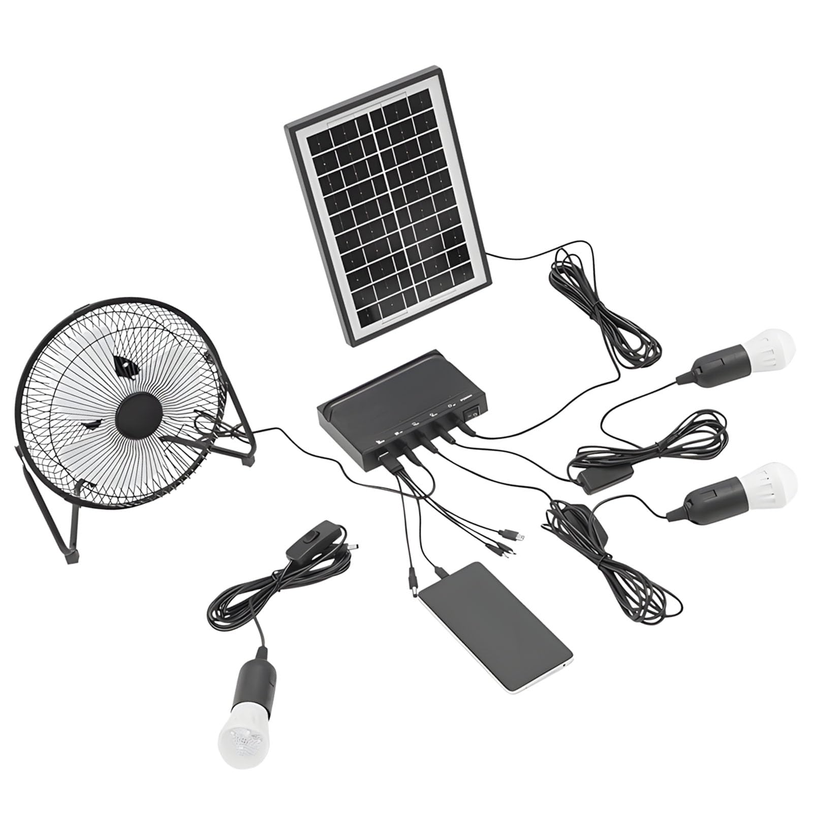 Ventilateur de bureau solaire transportable de 20,3 cm avec chargement USB pour la randonnée en plein air, ventilateur d'extérieur rechargeable avec USB