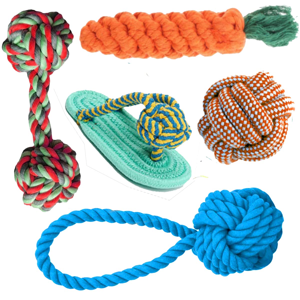 YOUHAVEDEAL Dog Rope Toy, Interactive Pet Chew Toys Set, Washable Braided Cotton Teeth Cleaning Chewers for Puppies, Small, Medium and Large Dogs Durable Teething Ropes 5 in 1 Dog Combo (B09H7DH56Z) Amazon Price History, Amazon Price Tracker