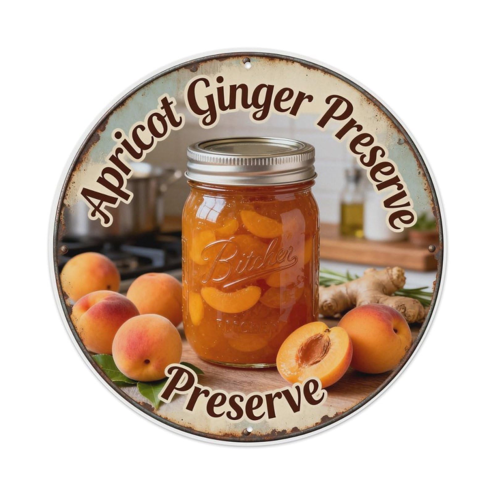 Apricot Ginger Preserve Metal Tin Sign Plaque