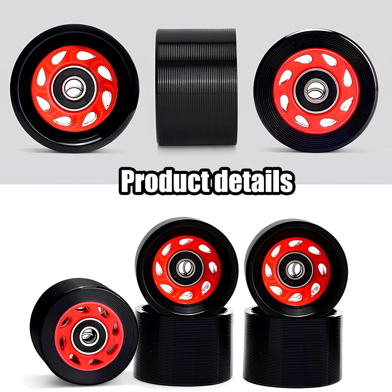 Lot 8 Roues Rechange pour Patins à roulettes, 58 mm x 39 mm, 95 A, pour Patins à roulettes d'intérieur avec roulements, Roues Rechange pour Patins à roulettes à Double rangée