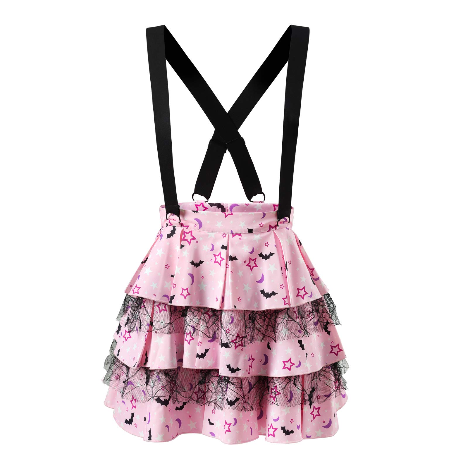 LittleforbigPleated Overall Ruffle Tiered Skirt Romper - Goth Princess Jumper Skirt