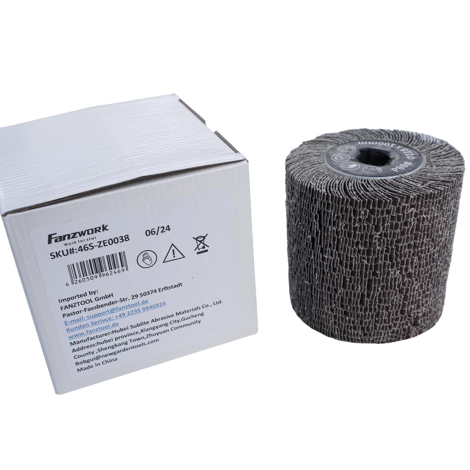 FANZWORK Brosse Lamelles Papier de Verre Grain 80 – 115x100 mm – Compatible avec Machine à Satiner et Rénovateurs Extérieurs