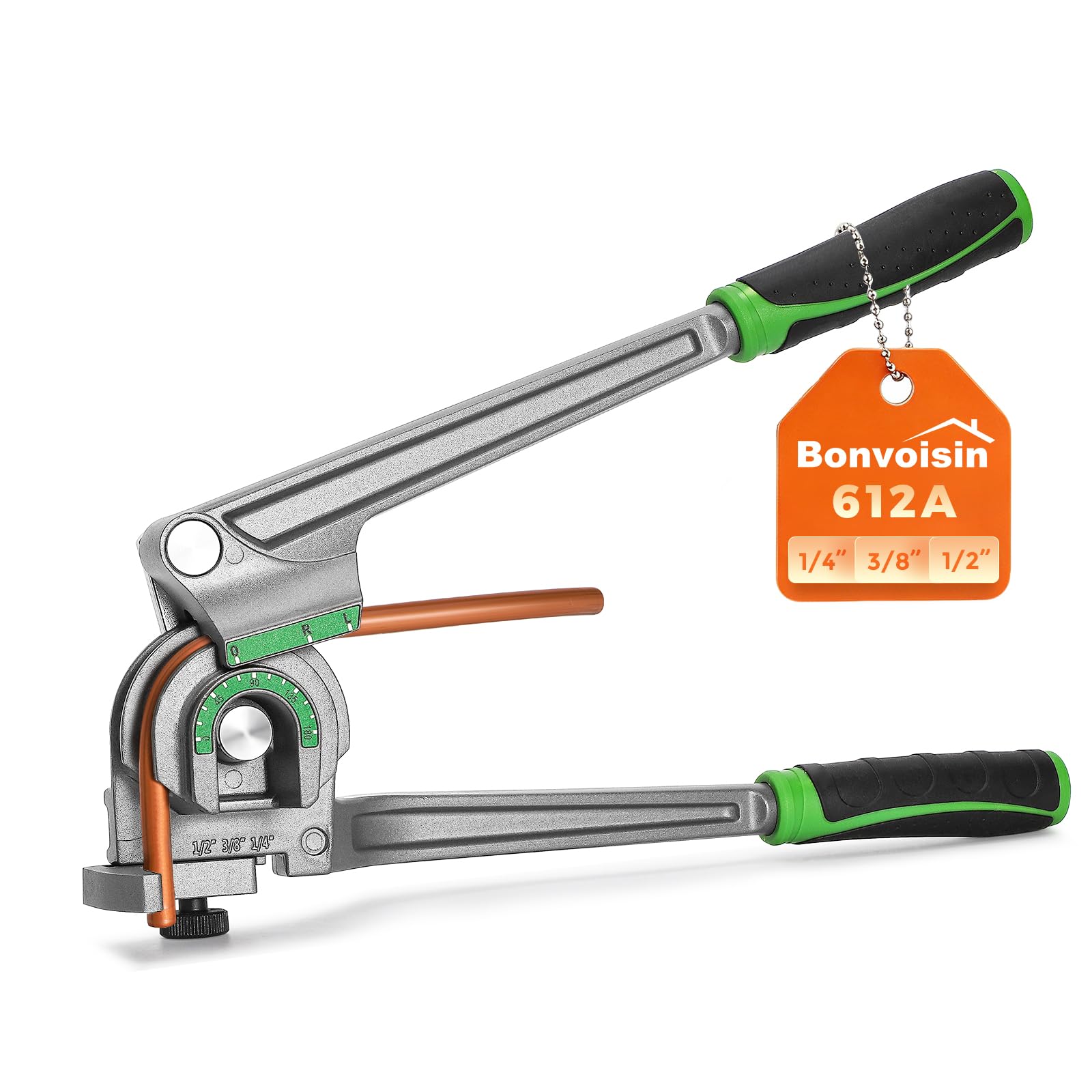 Bonvoisin Herramienta Manual Dobladora de Tubos 3-en-1 para Tubos de Cobre/Aluminio 1/4", 3/8", 1/2", Dobladora a 180° para Aire Acondicionado, Refrigeración, Fontanería