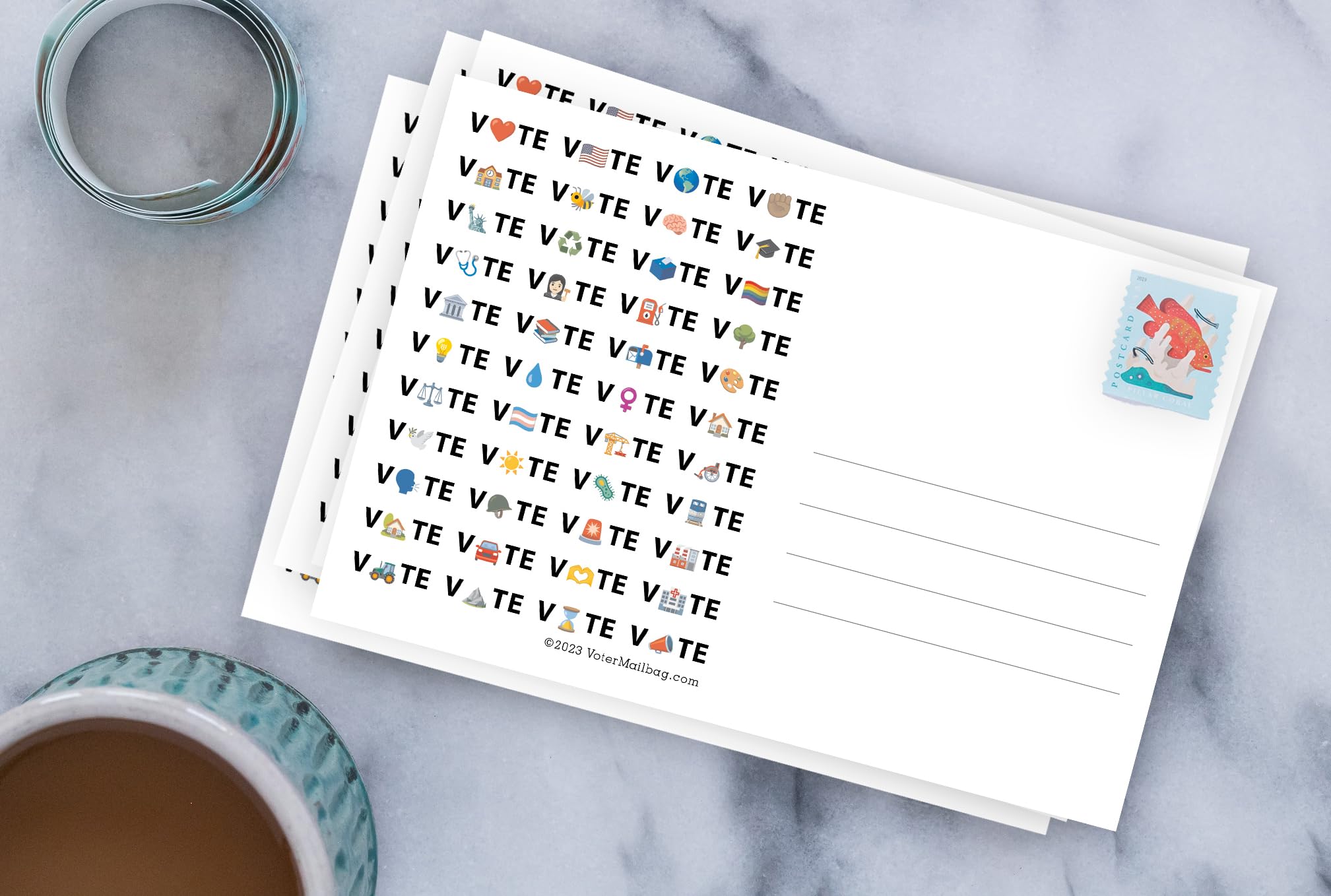 GenZ Vote Postcards - Blank 4x6 Postcards for Voters (100 Pack), Rainbow