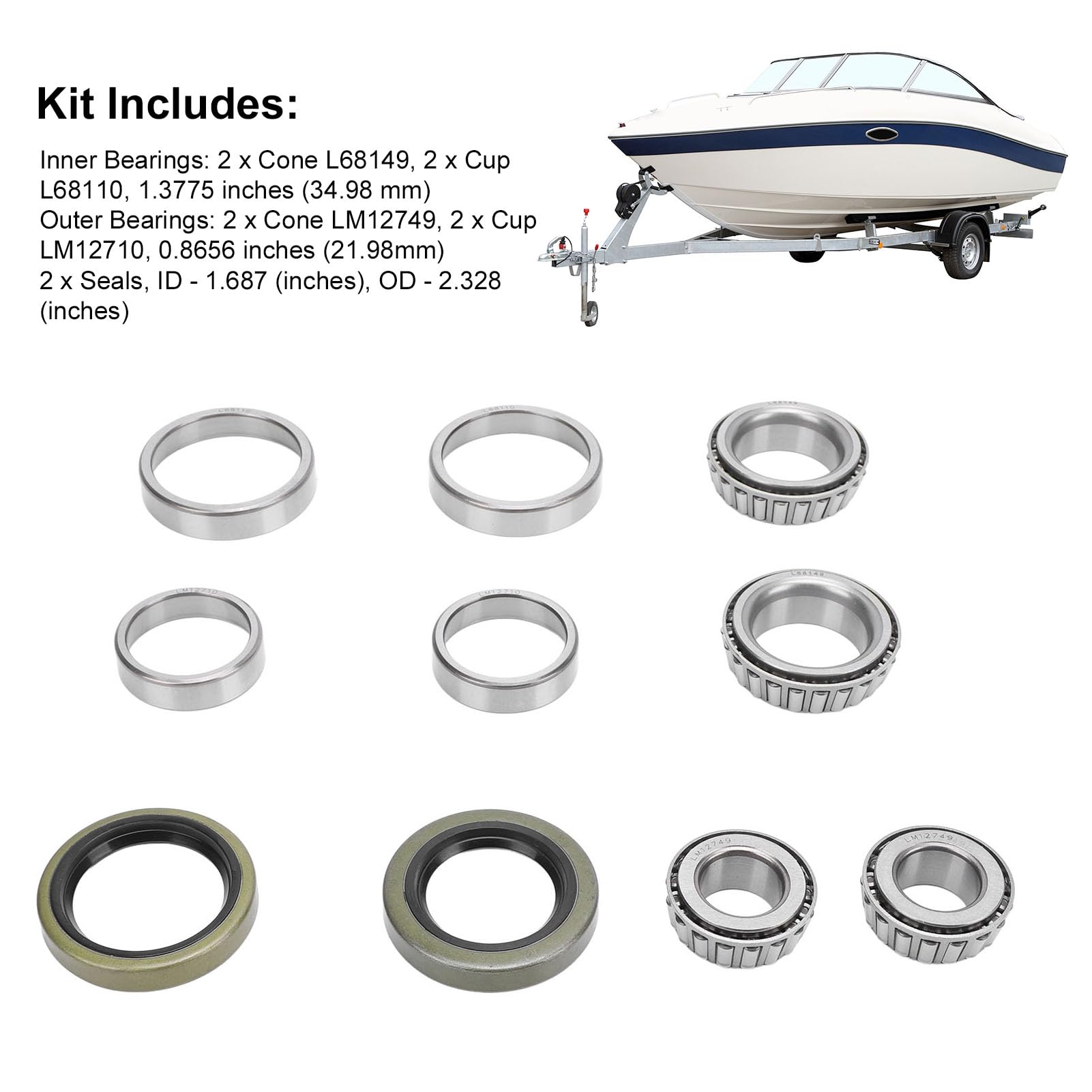 Amazon.com: 10Pcs L68149 LM12749 Trailer Axle Wheel Hub Bearings