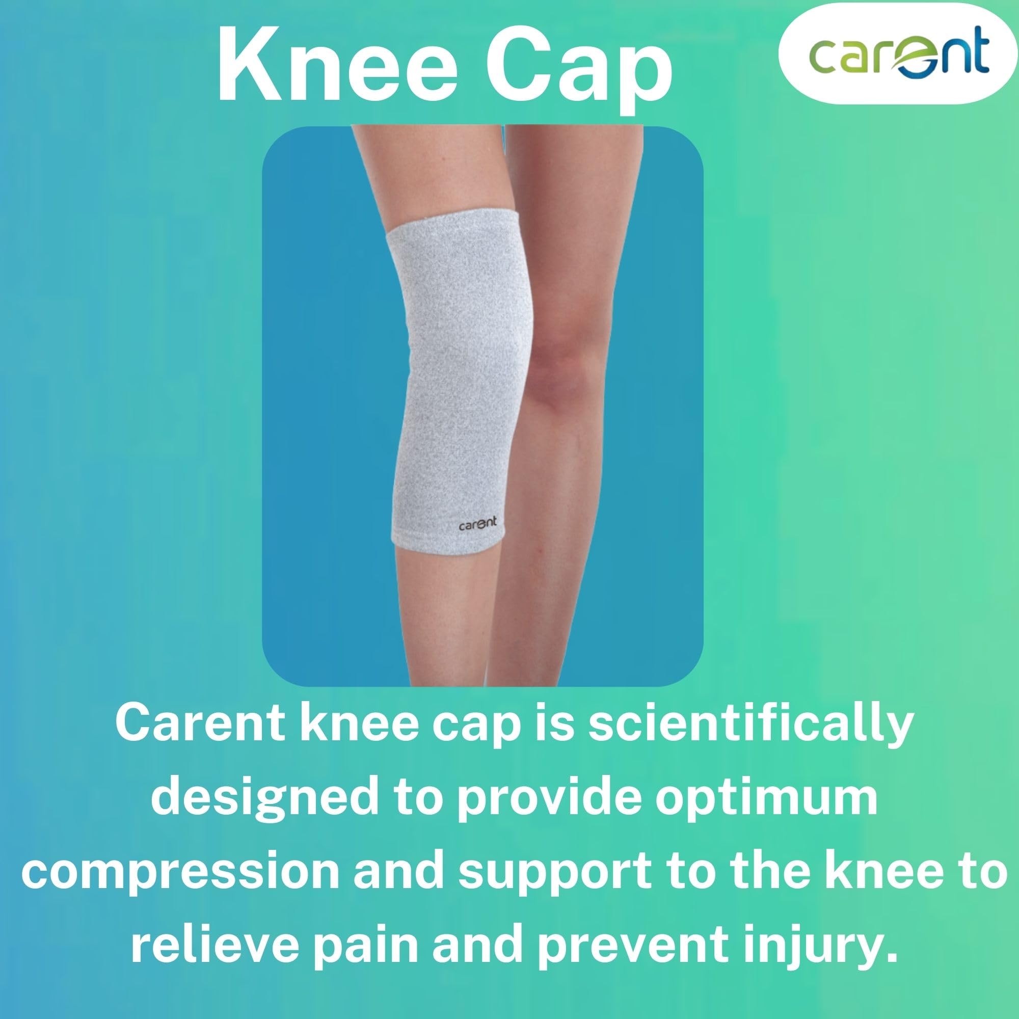 Carent Knee Cap Support – Adjustable Knee Brace for Pain Relief, Sprain, Injury Recovery & Joint Stability (Unisex) (M (43-49 CM)) 1