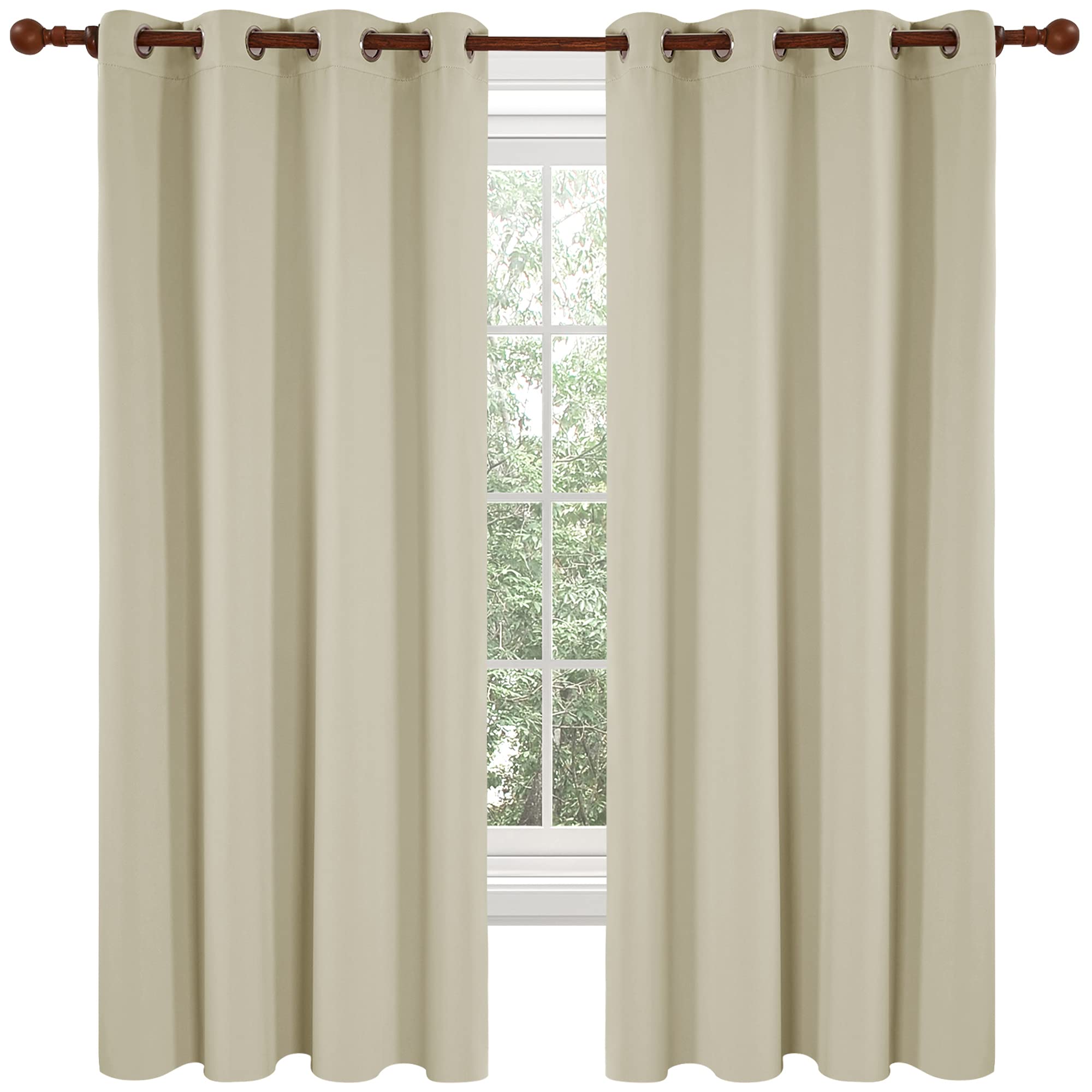 Deconovo Beige Curtains 72 Inch Length, Thermal Curtains, Light Blocking Drapes, Soundproof Window Treatments (Light Beige, 52x72 Inch, 2 Panels)