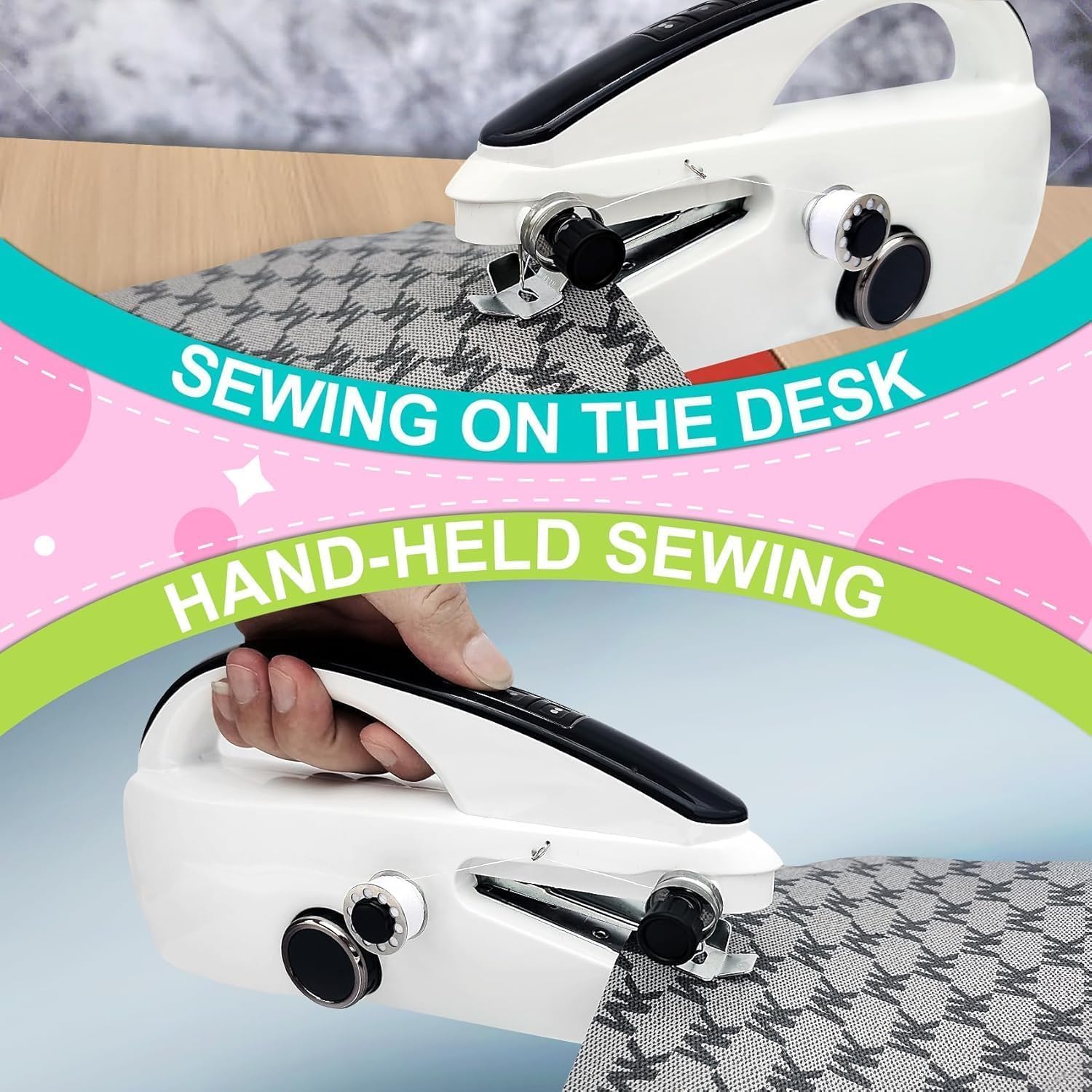 Hand Held Sewing Machines For Adults, Hand Held Sewing Machines for Hemming with Test Fabric(Not second-hand), Easy To Use Rechargeable Hand Sewing Machine for Beginners, Women(WHITE) - Image 7