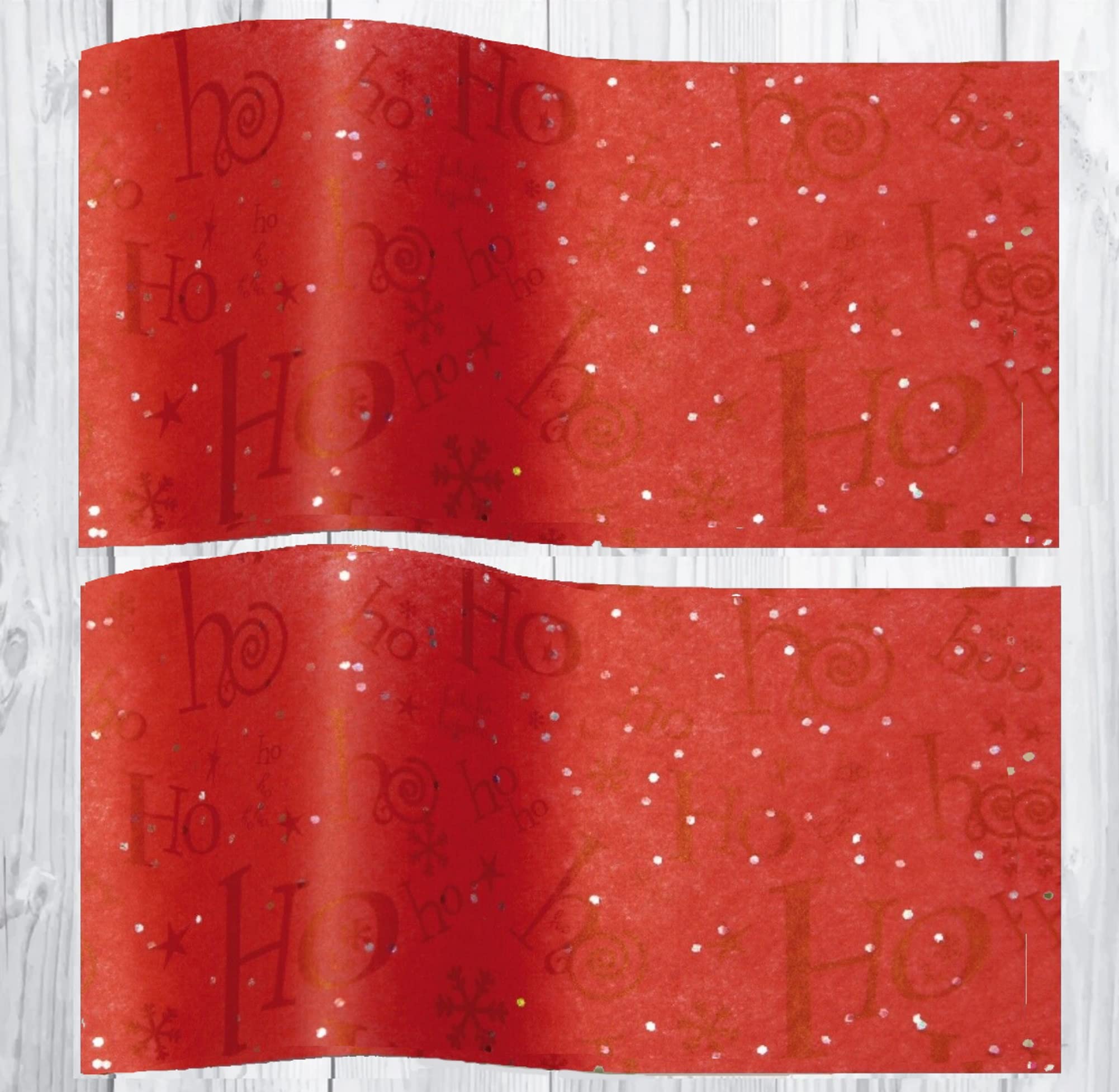 Christmas Festive Tissue Paper Wrap - Large Gift Wrapping Sheets 50x75cm (10 Sheets, HoHoHo Red)