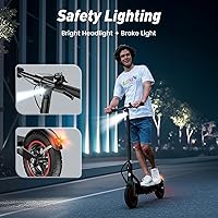 Vista 7 de Patinete eléctrico para adultos y niños grandes, alcance de 23/21 millas, velocidad máxima de 22/18 MPH, potente motor de 650/500/350 W, neumáticos